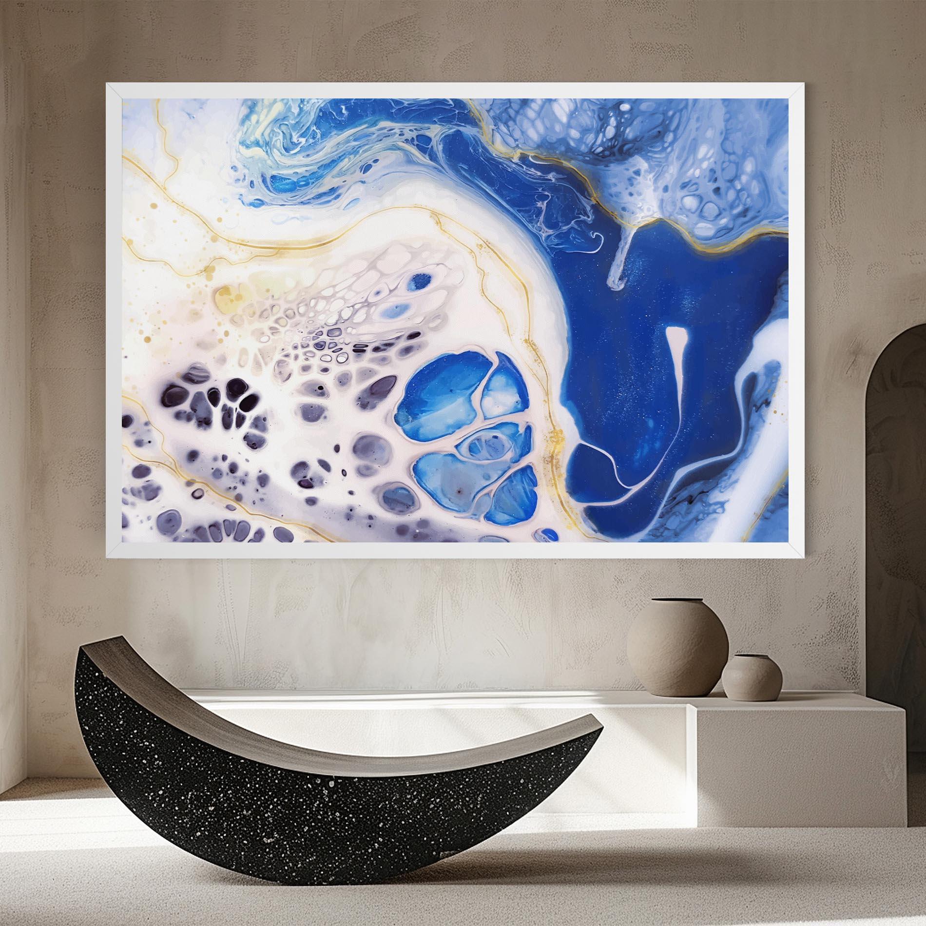 Tablou Canvas Water Gold Blue Marble mockup 8