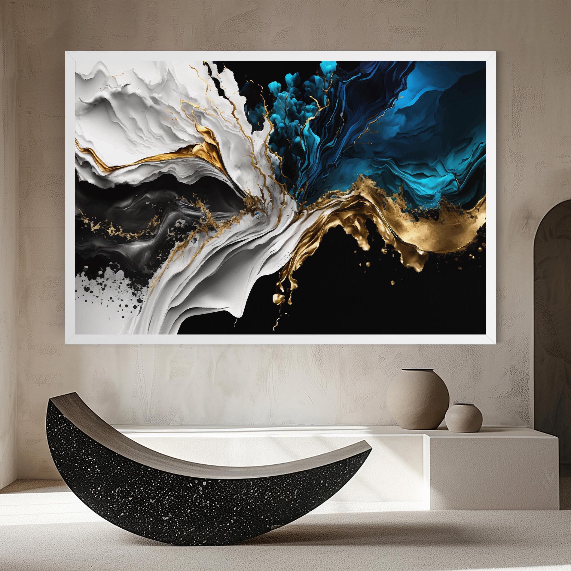 Tablou Canvas White Black Wave mockup 8