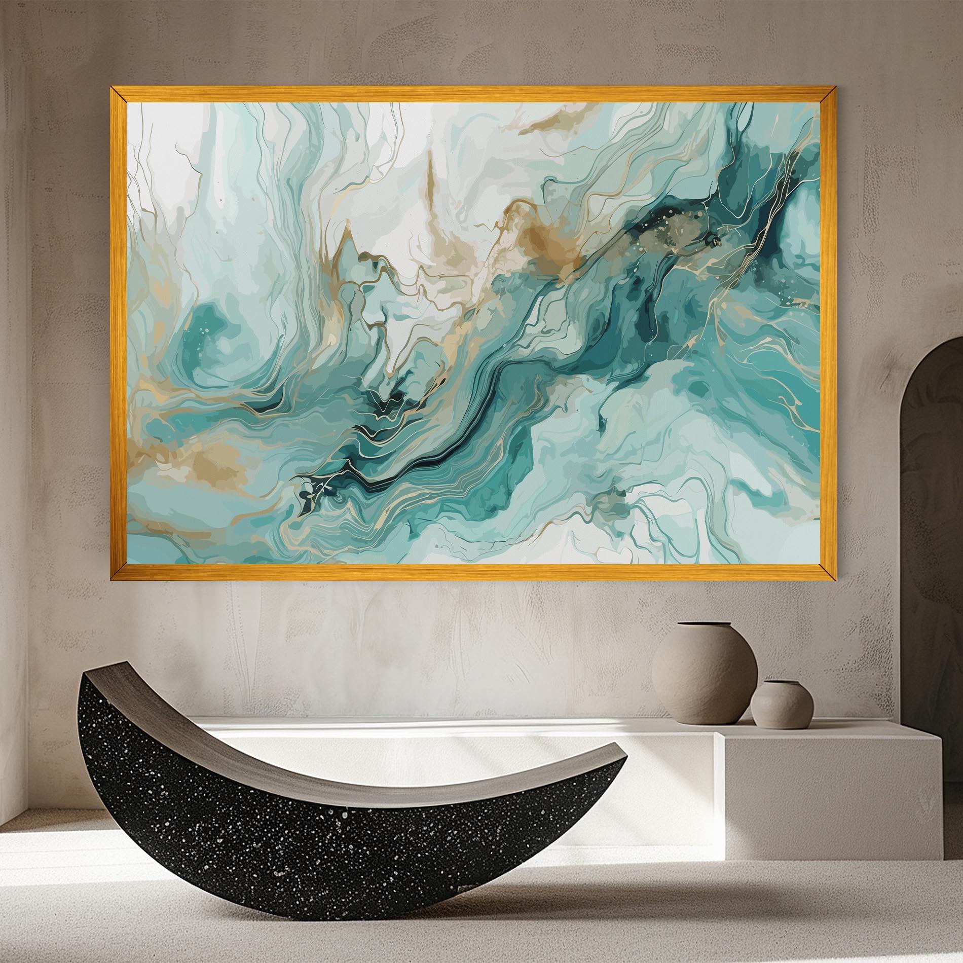 Tablou Canvas Green Gold Water mockup 8