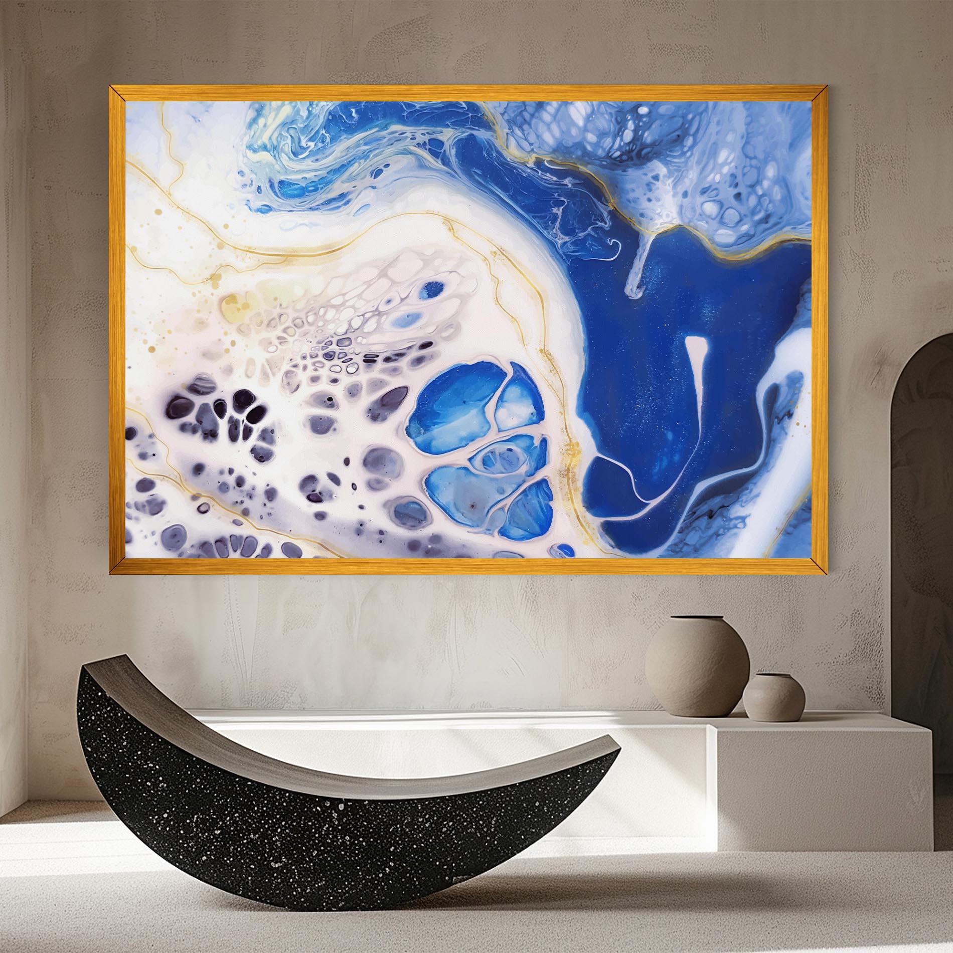 Tablou Canvas Water Gold Blue Marble mockup 8