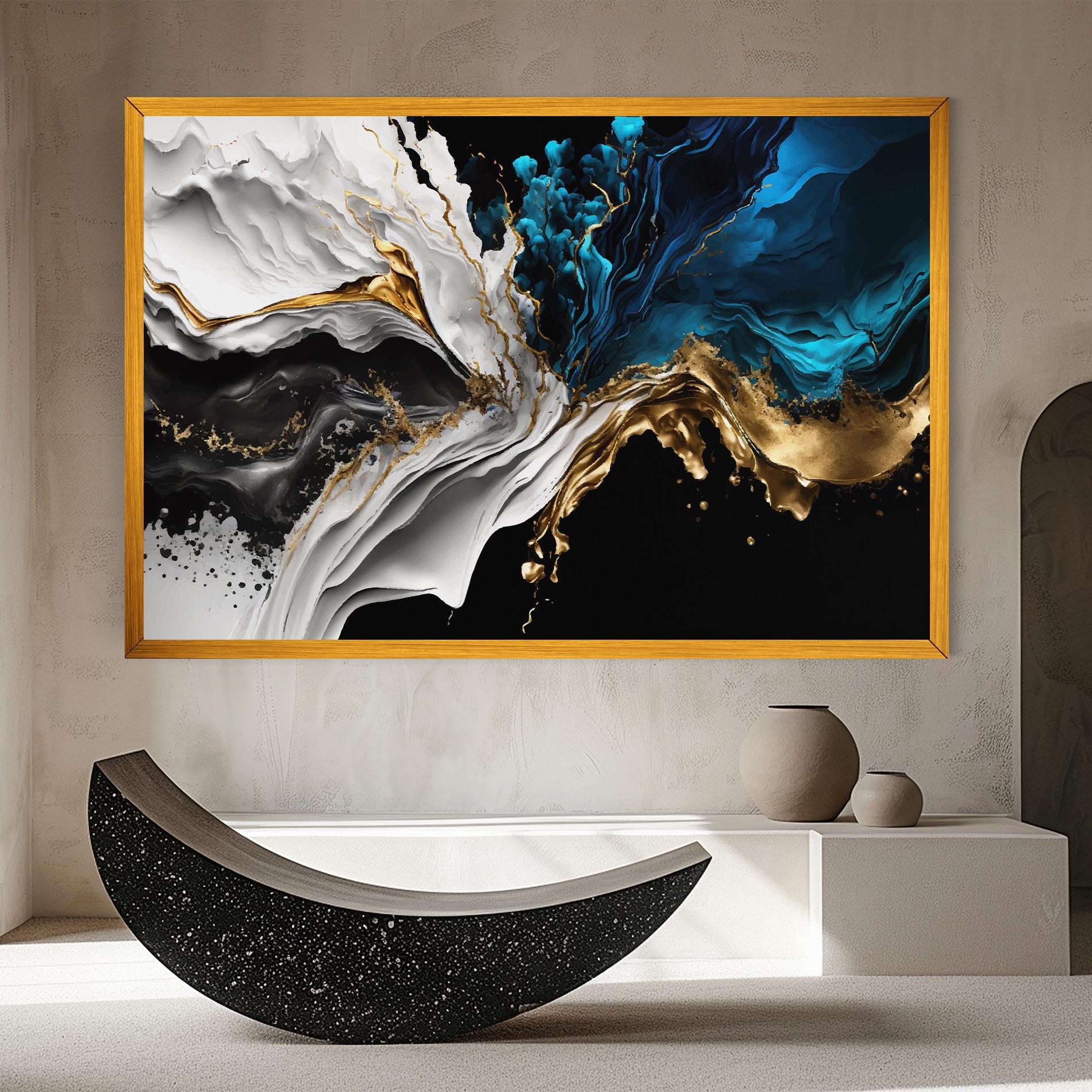 Tablou Canvas White Black Wave mockup 8