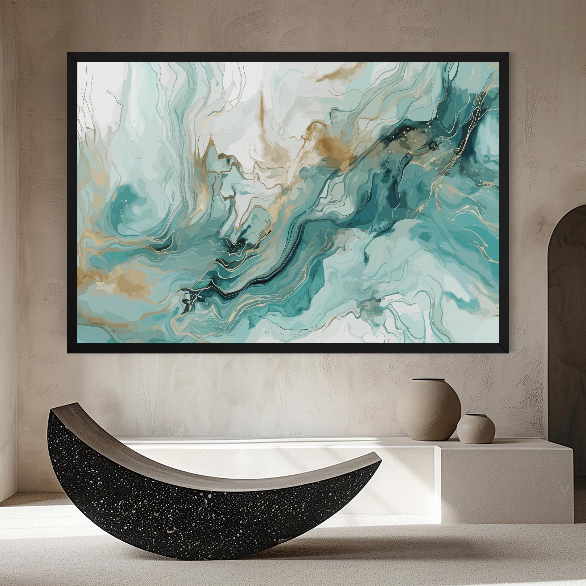 Tablou Canvas Green Gold Water mockup 8