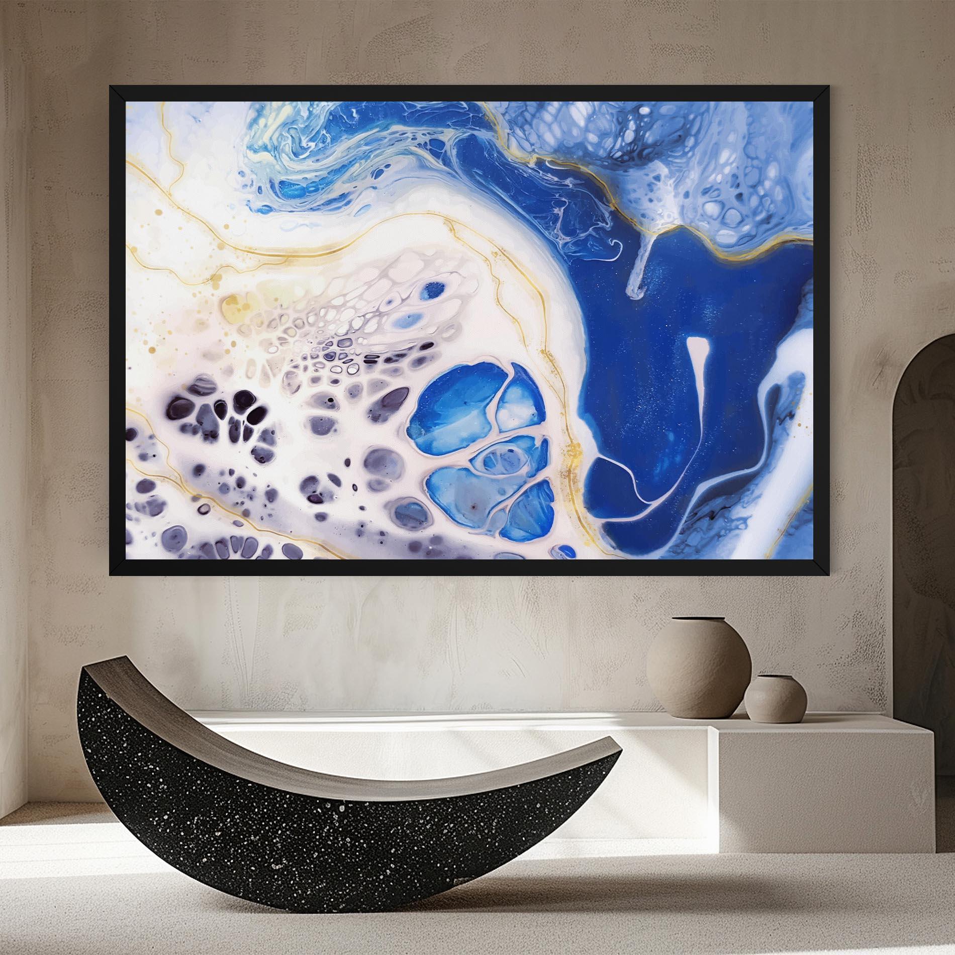 Tablou Canvas Water Gold Blue Marble mockup 8