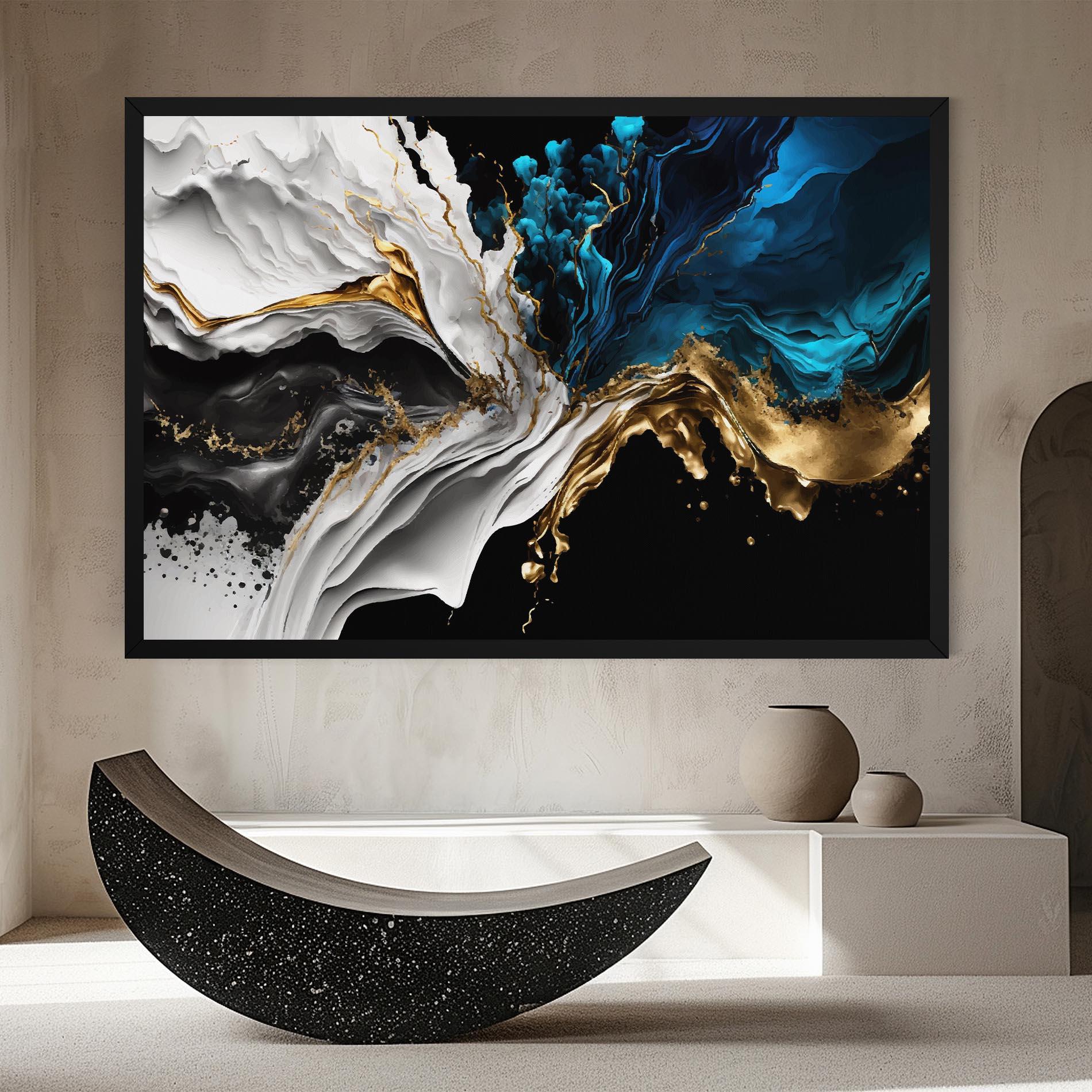 Tablou Canvas White Black Wave mockup 8