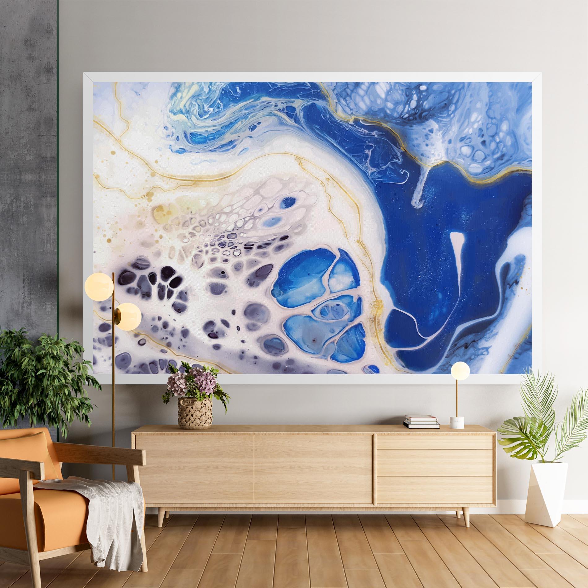 Tablou Canvas Water Gold Blue Marble mockup 9