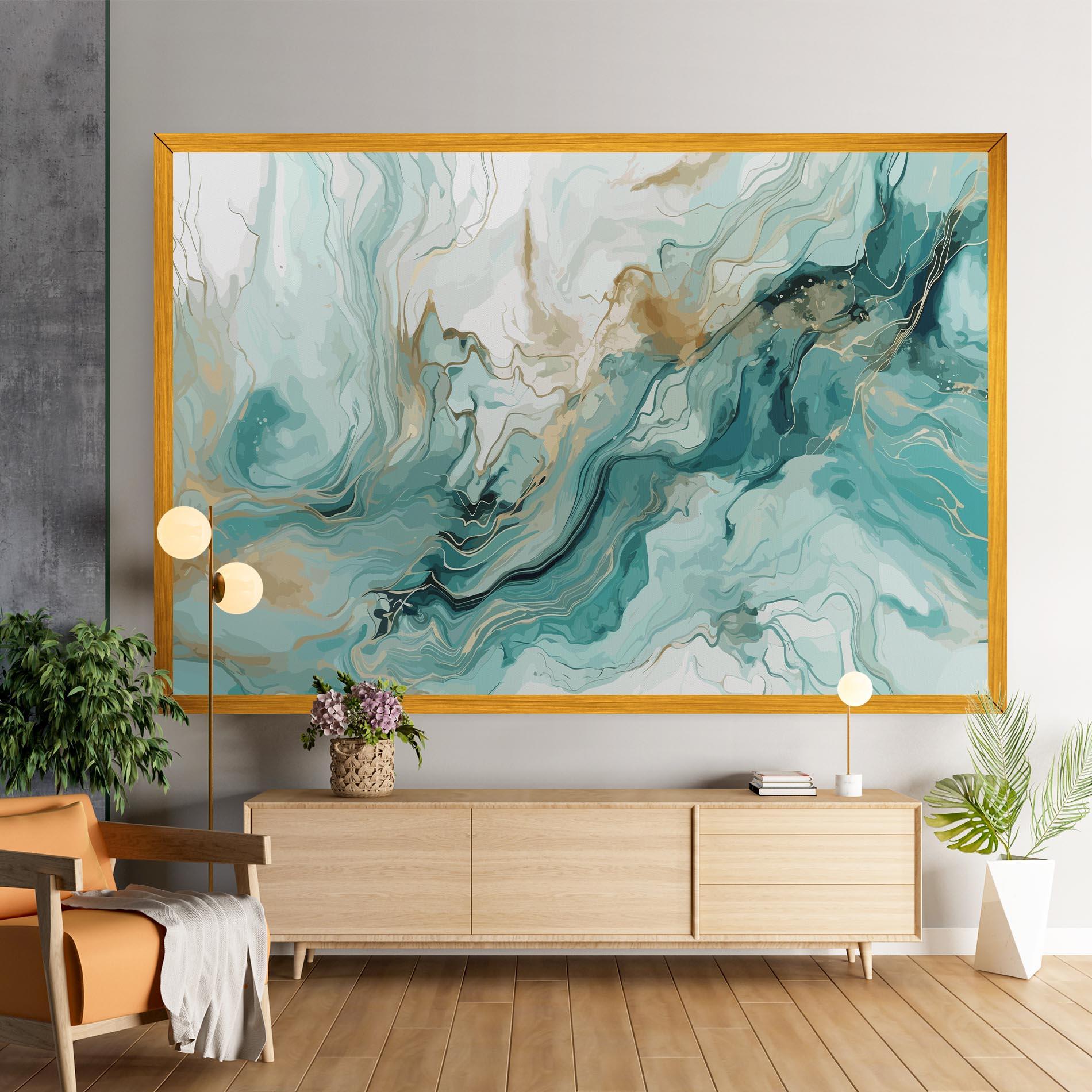 Tablou Canvas Green Gold Water mockup 9