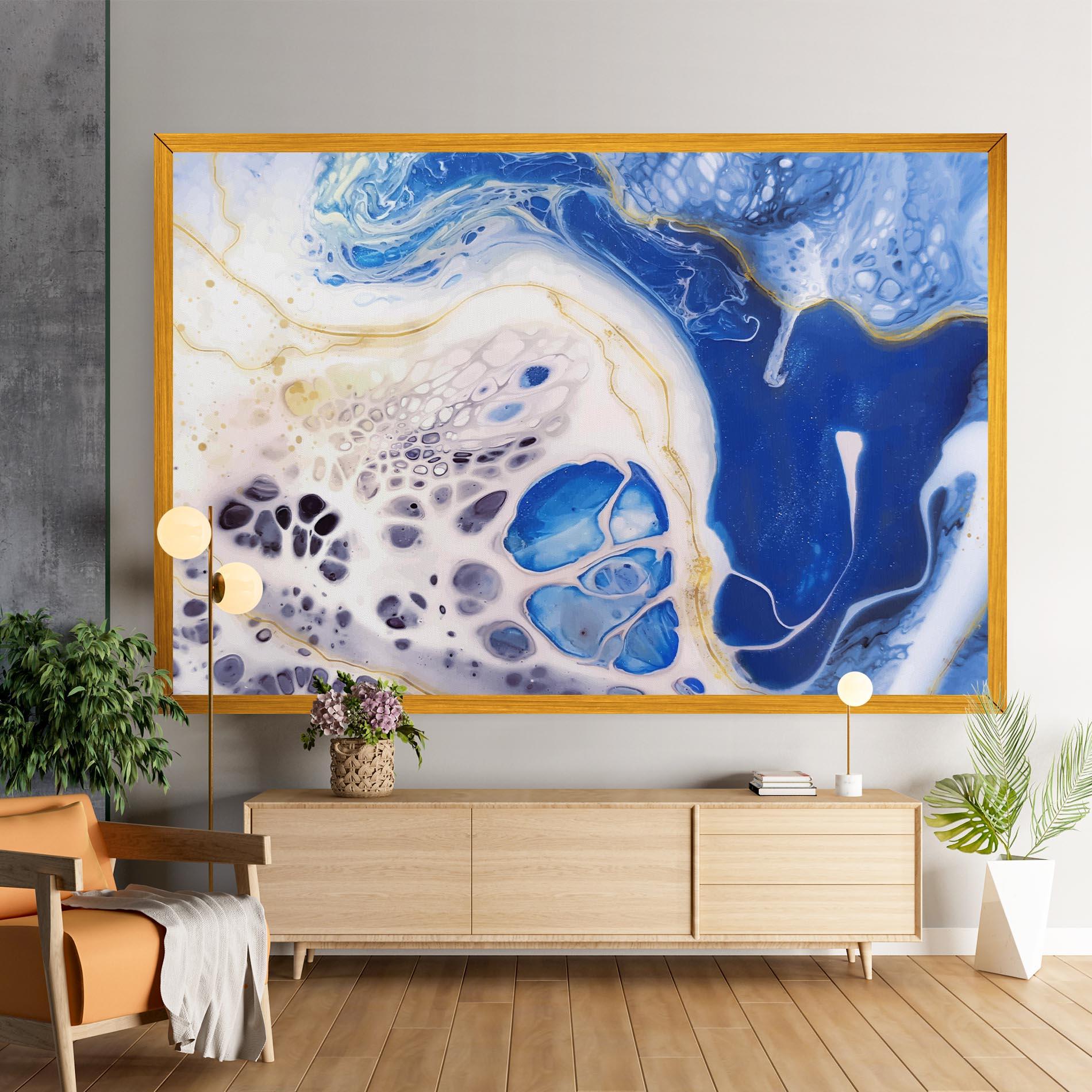 Tablou Canvas Water Gold Blue Marble mockup 9