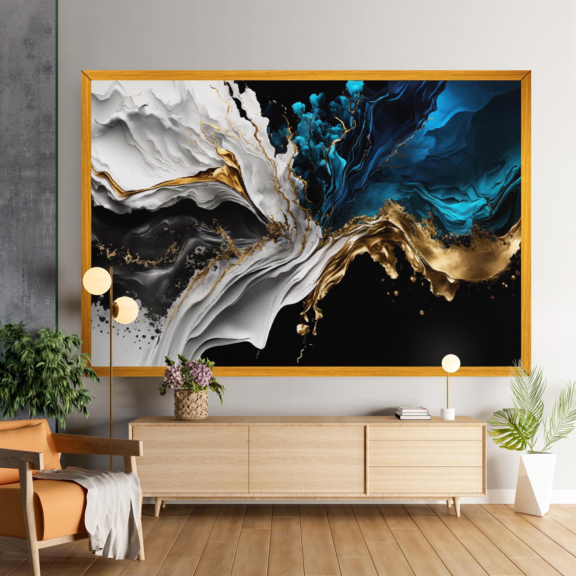 Tablou Canvas White Black Wave mockup 9