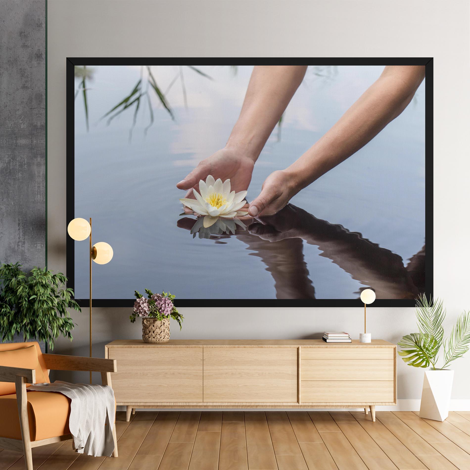 Tablou Canvas Holding Lake Flower mockup 9