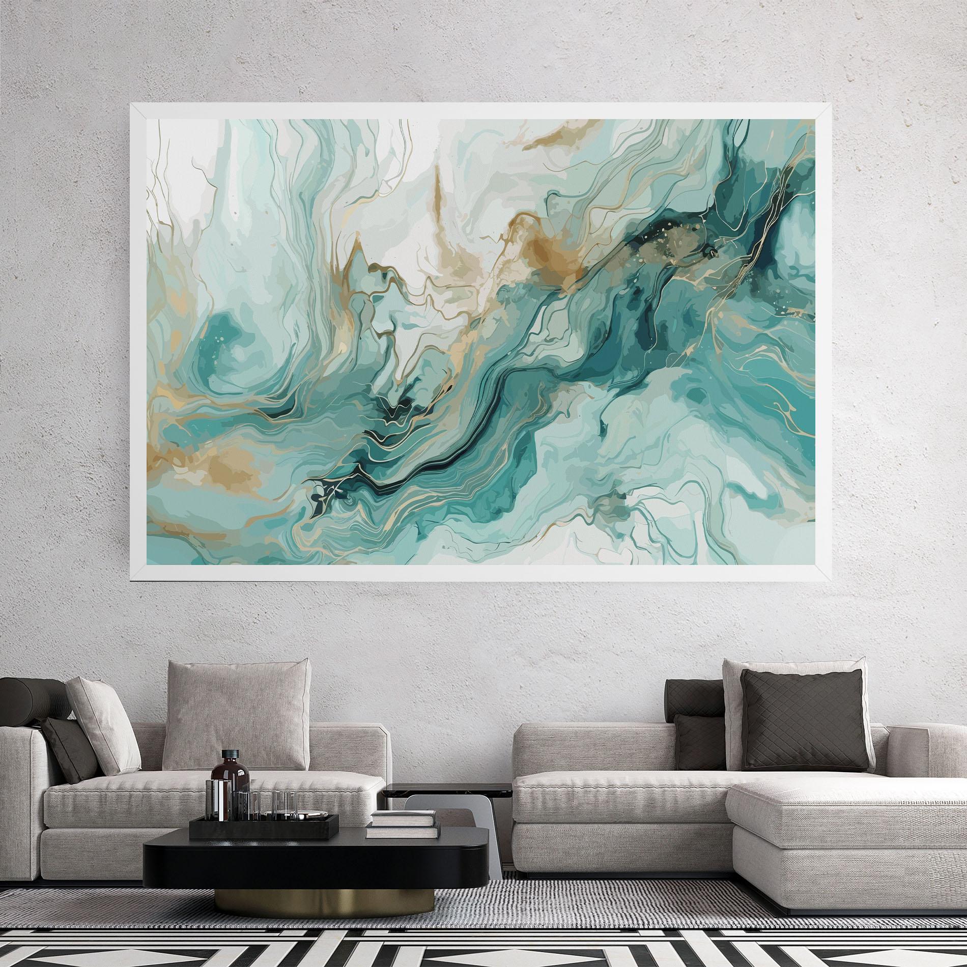 Tablou Canvas Green Gold Water mockup 2