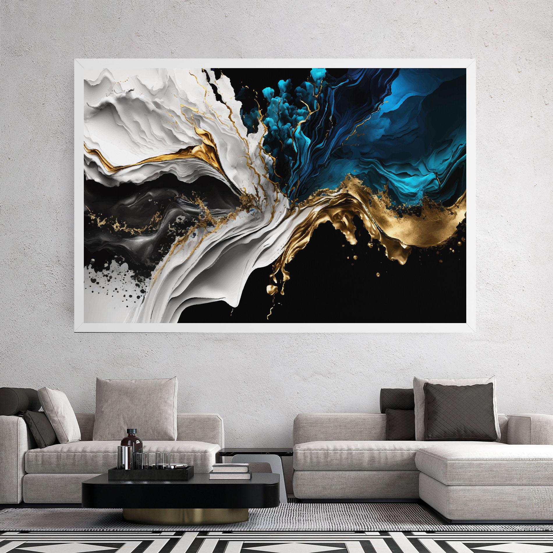 Tablou Canvas White Black Wave mockup 2