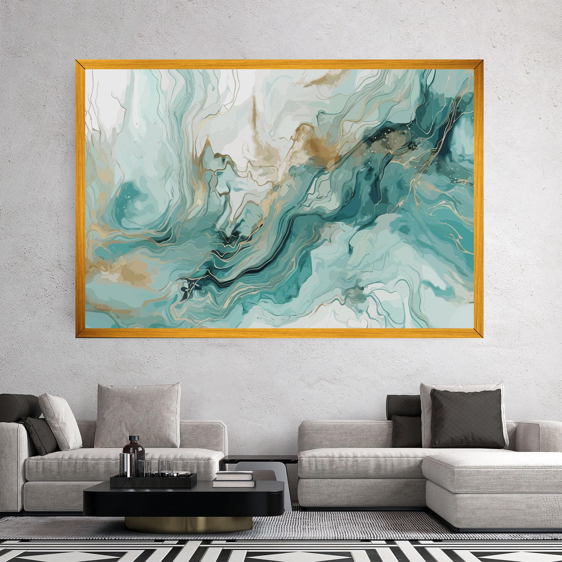 Tablou Canvas Green Gold Water mockup 2