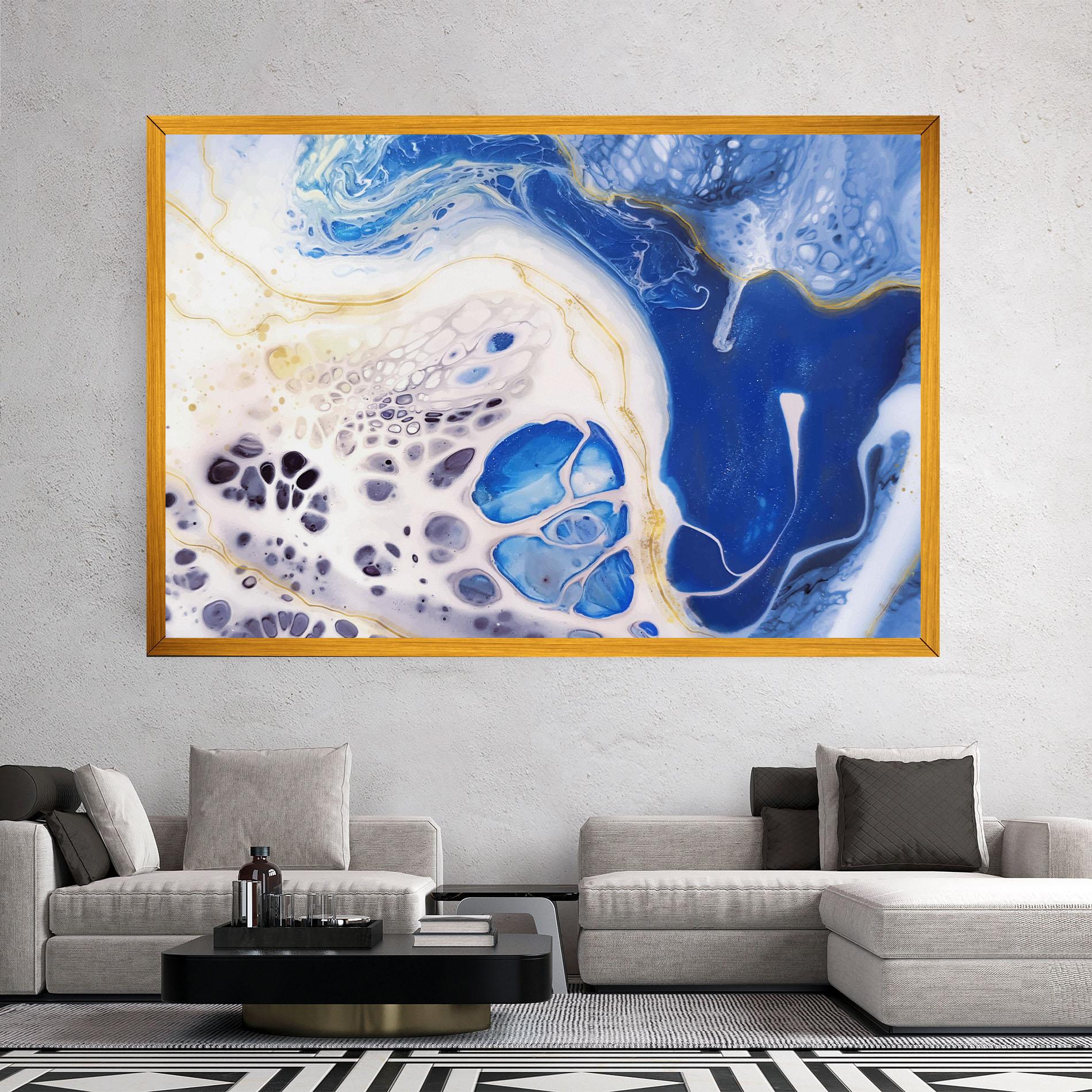 Tablou Canvas Water Gold Blue Marble mockup 2