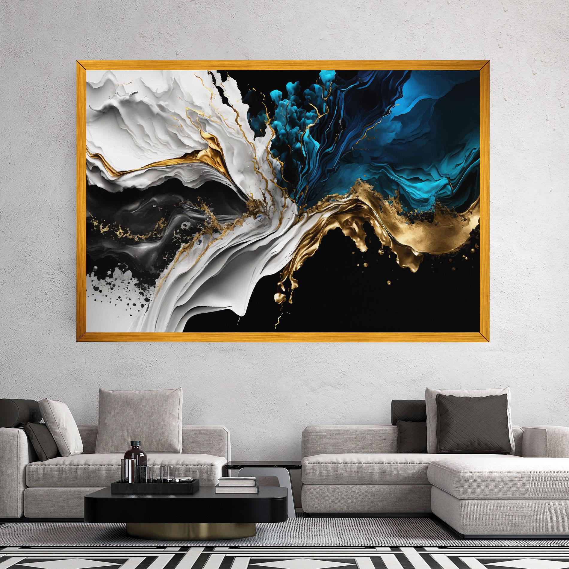 Tablou Canvas White Black Wave mockup 2