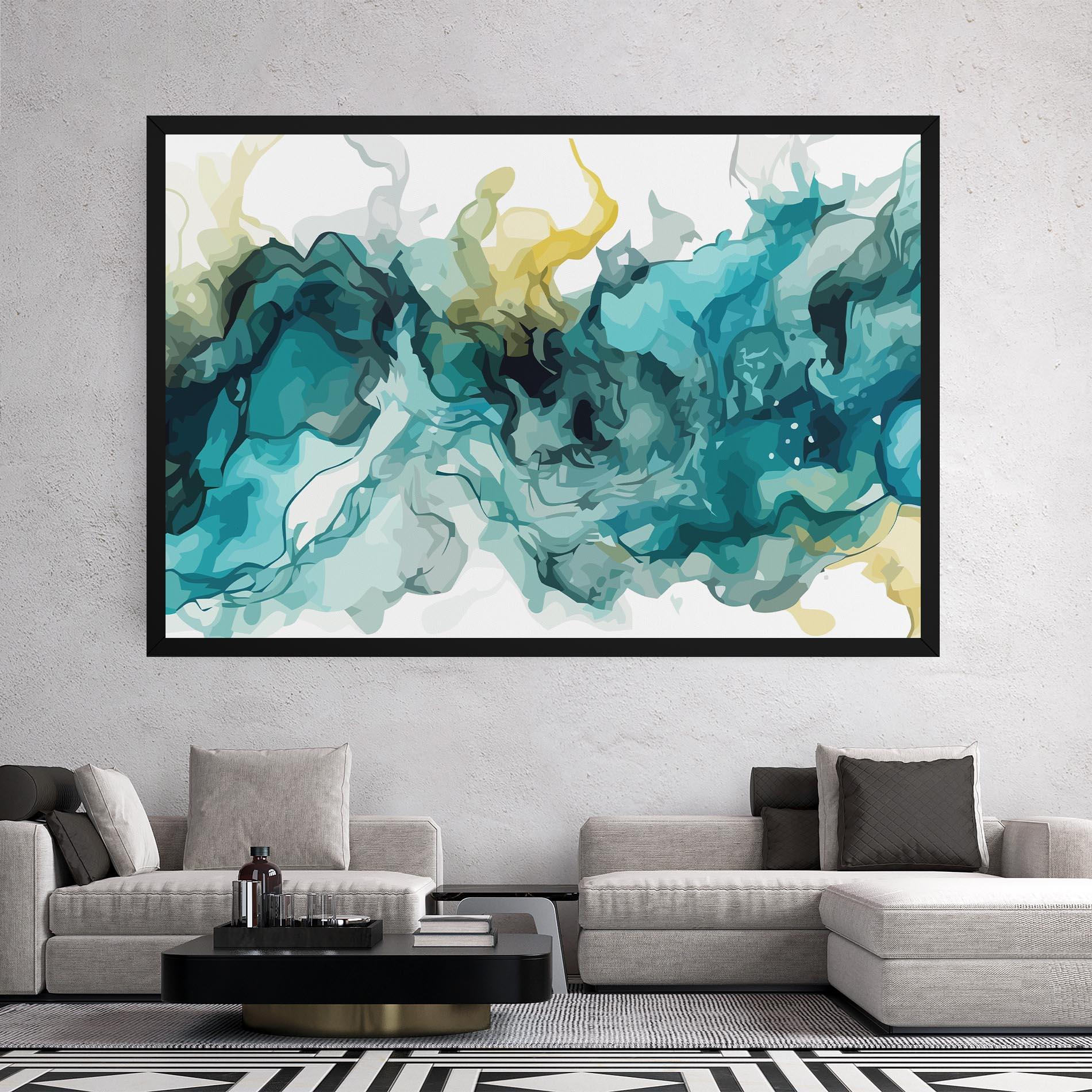 Tablou Canvas Blue Yellow Art mockup 2