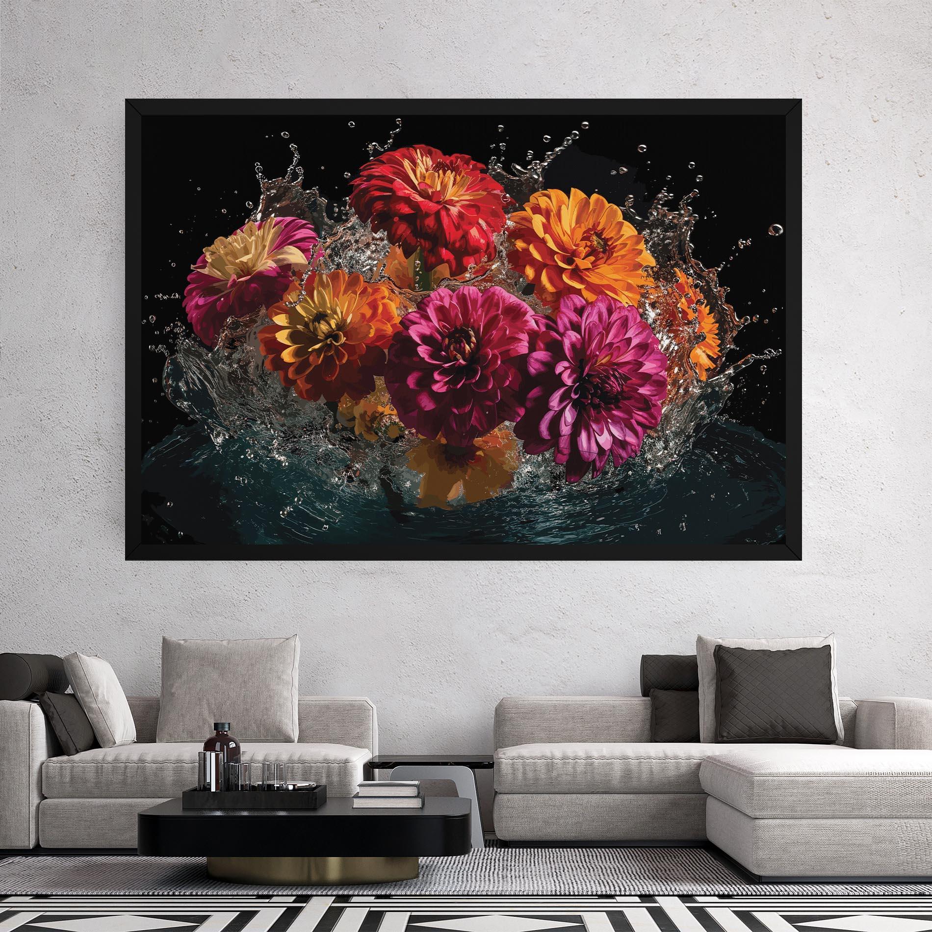 Tablou Canvas Flower Water Splash mockup 2