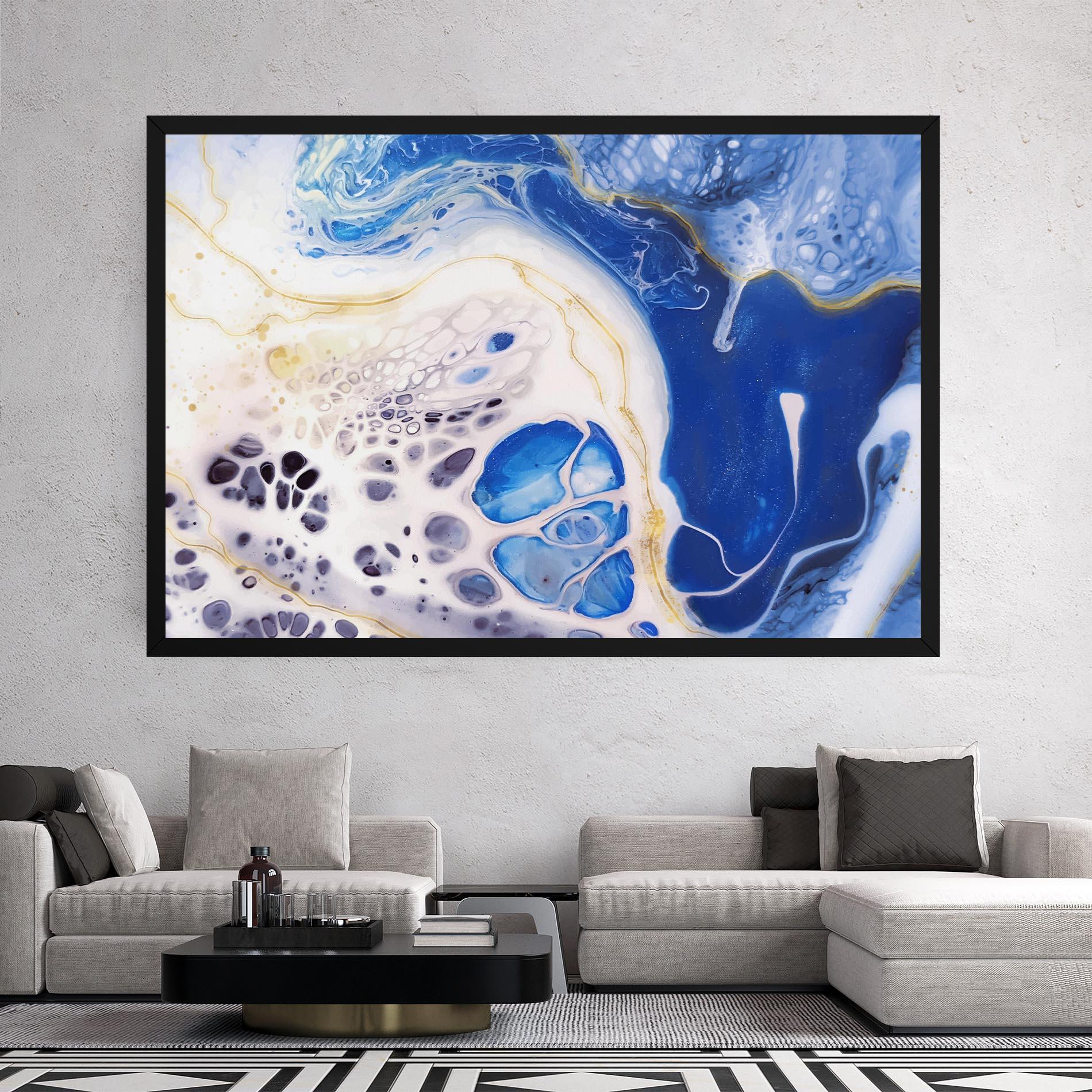 Tablou Canvas Water Gold Blue Marble mockup 2