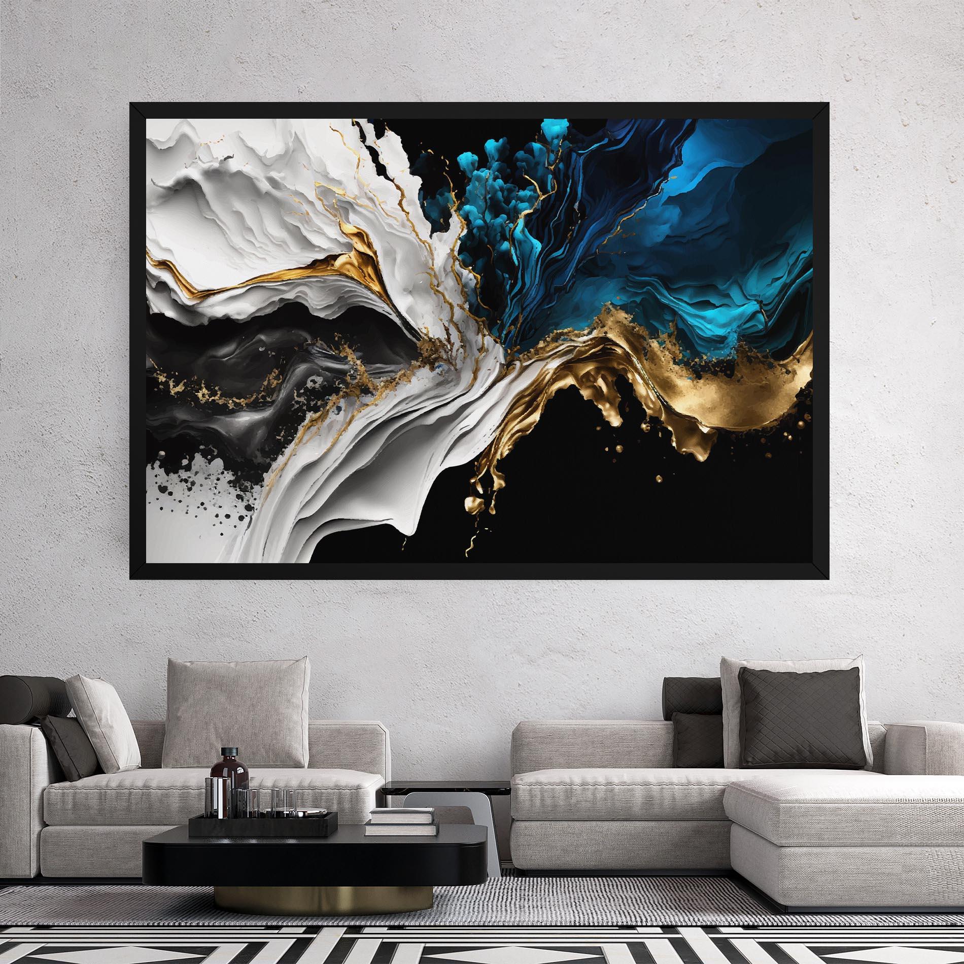 Tablou Canvas White Black Wave mockup 2