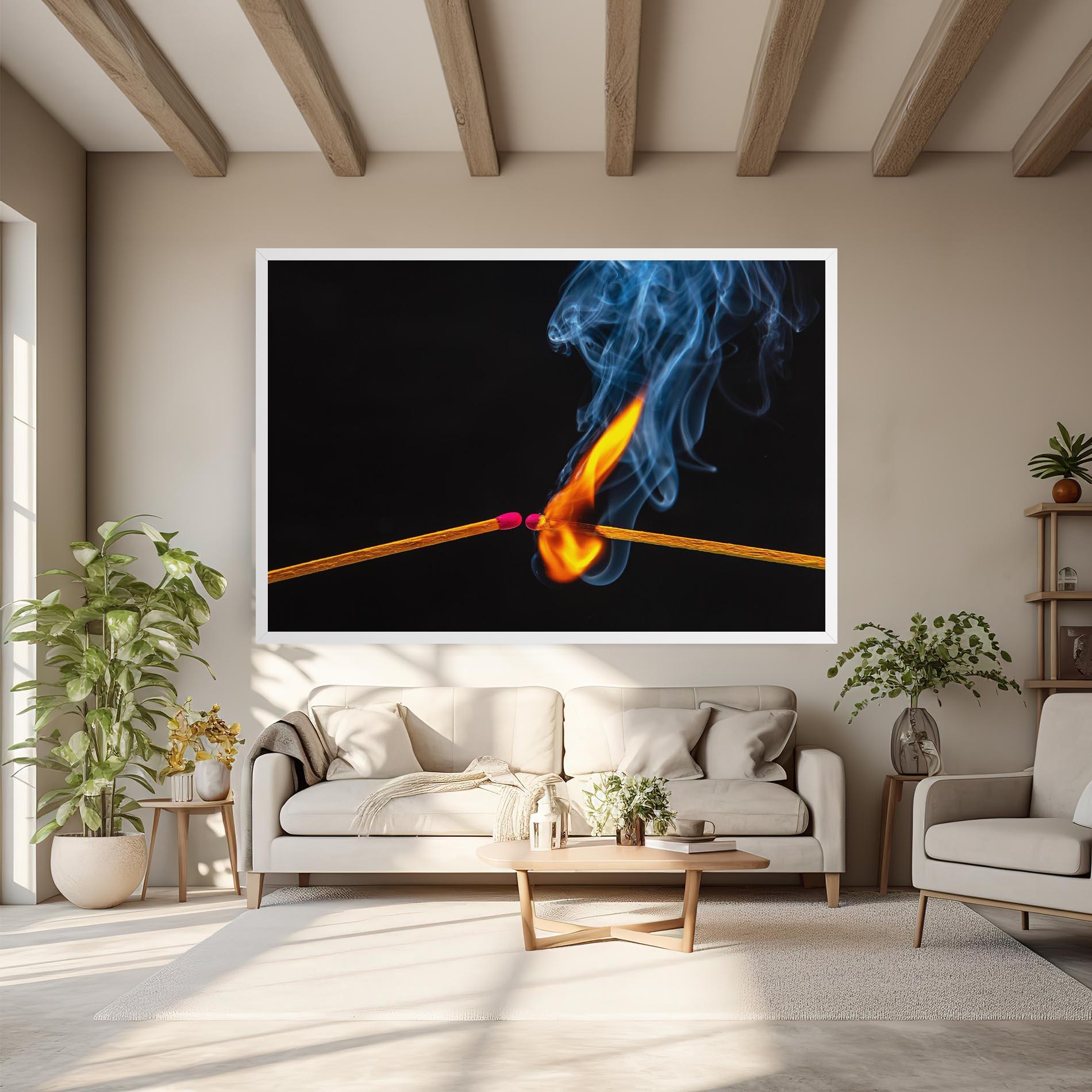 Tablou Canvas Burning Smoking Match mockup 6