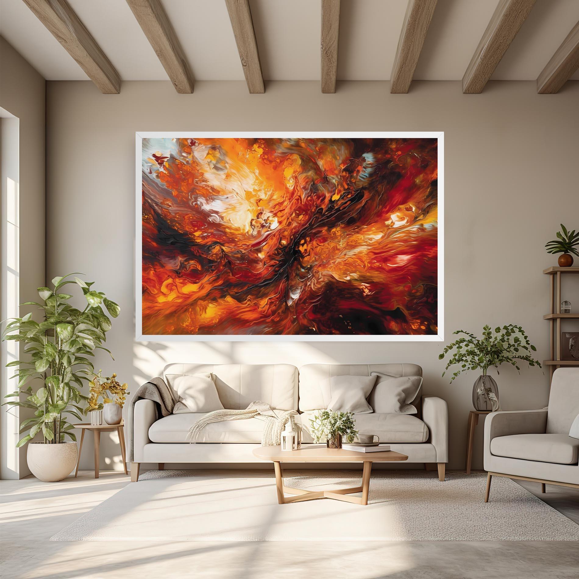 Tablou Canvas Fiery Red Orange Art mockup 6