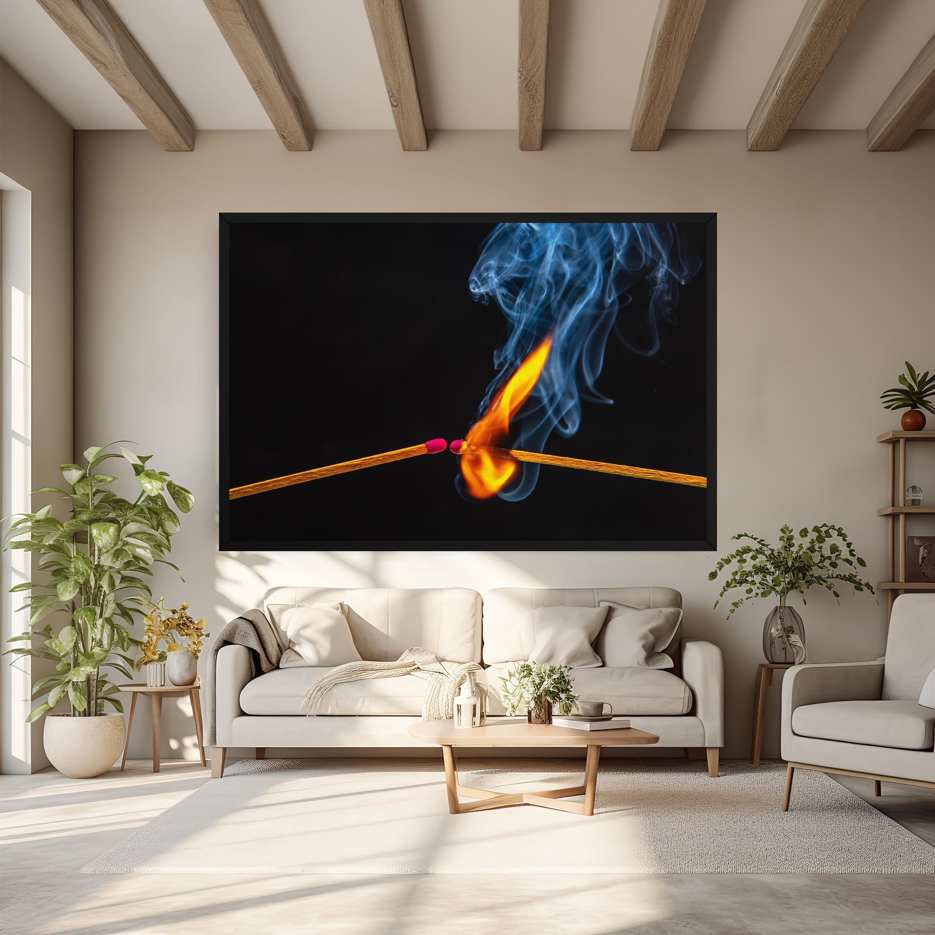 Tablou Canvas Burning Smoking Match mockup 6