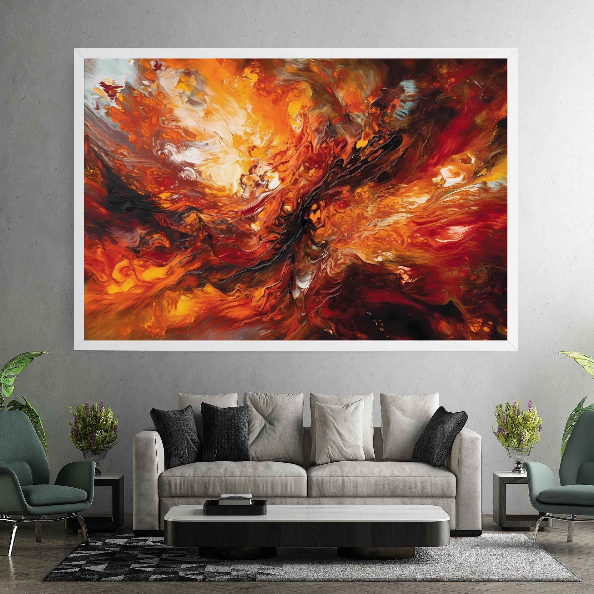 Tablou Canvas Fiery Red Orange Art mockup 7