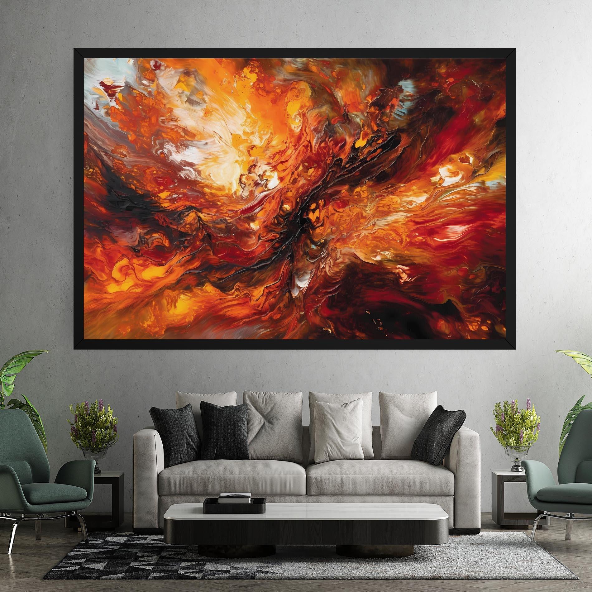Tablou Canvas Fiery Red Orange Art mockup 7
