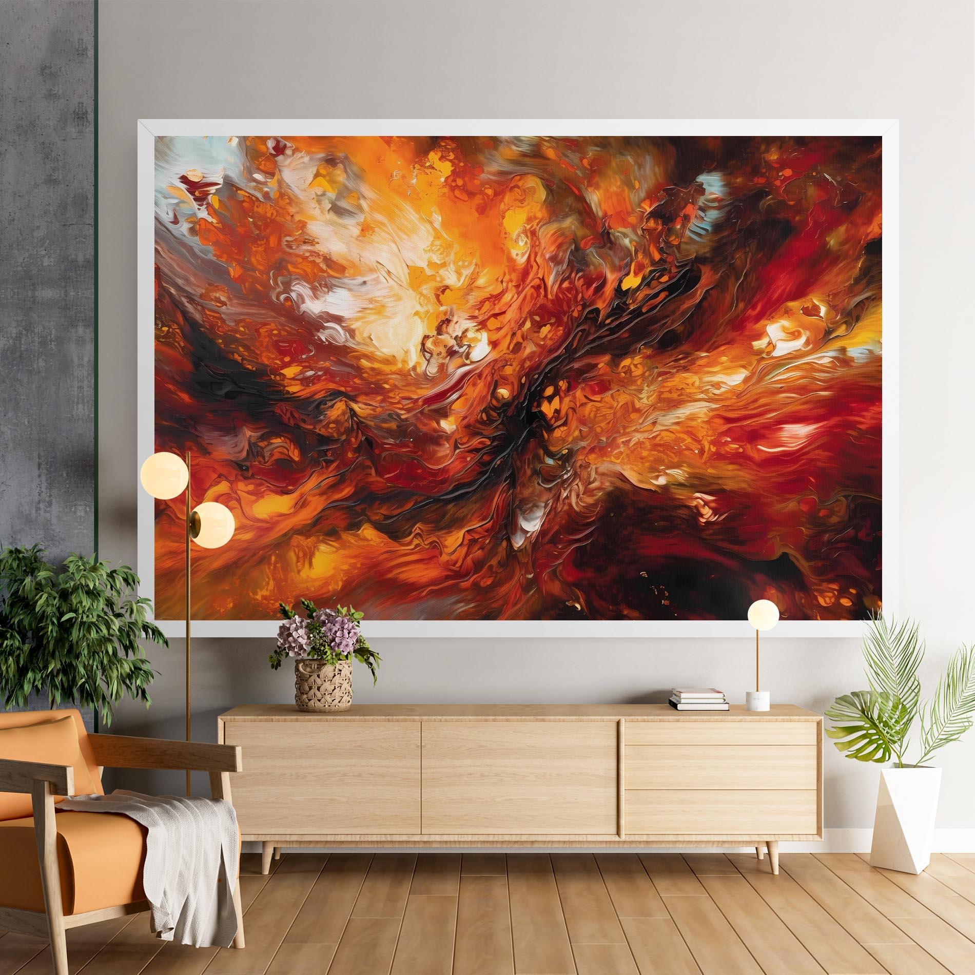 Tablou Canvas Fiery Red Orange Art mockup 9