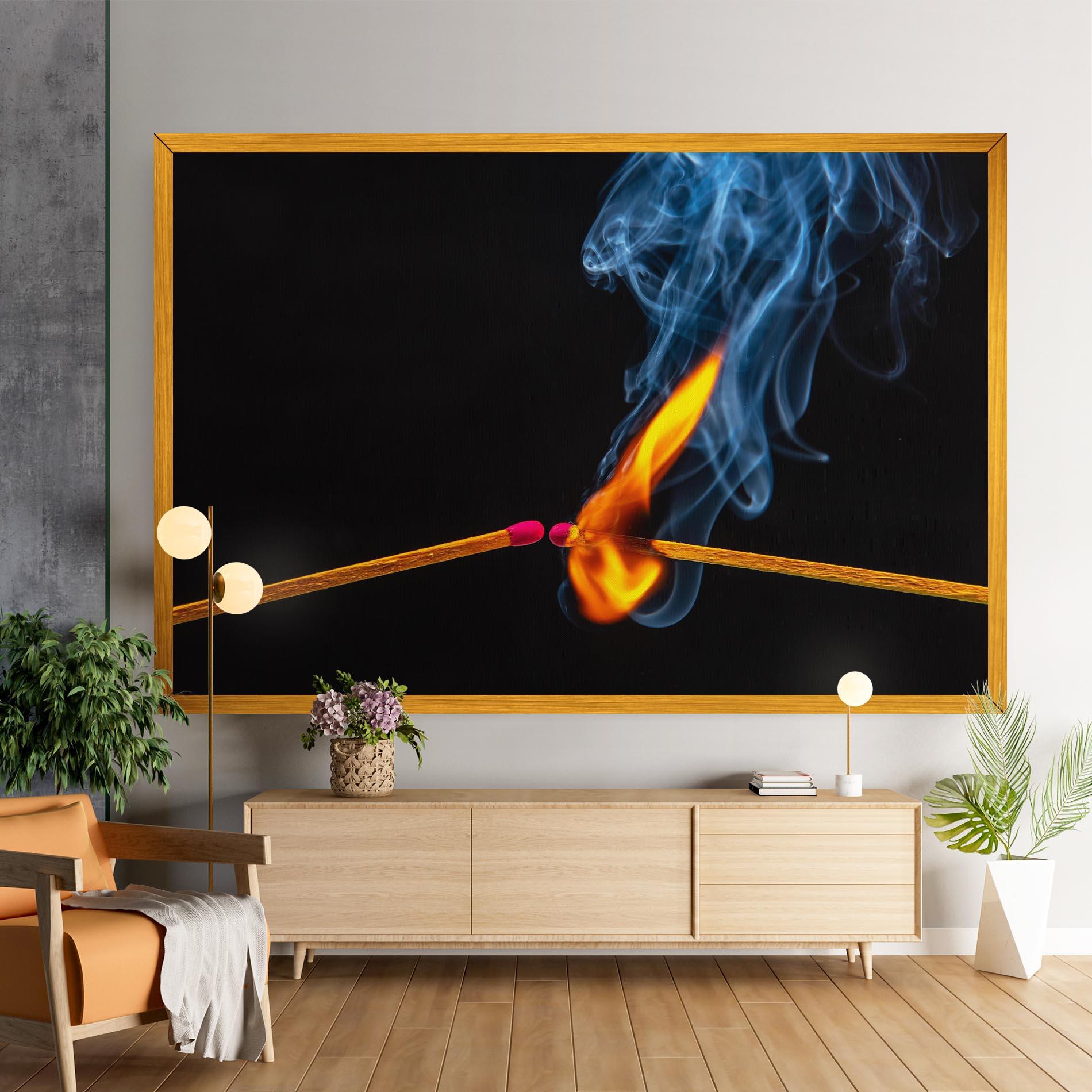 Tablou Canvas Burning Smoking Match mockup 9