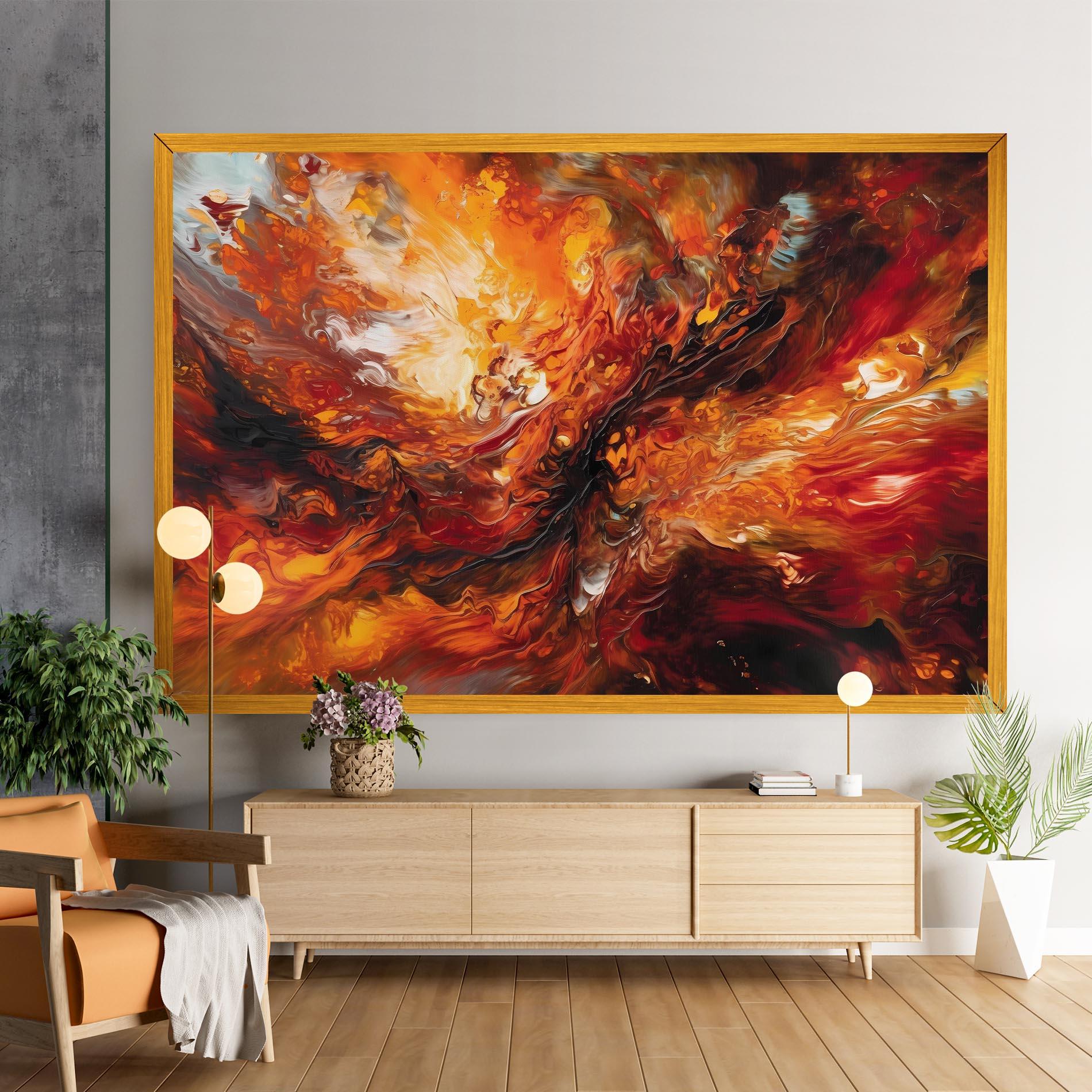 Tablou Canvas Fiery Red Orange Art mockup 9