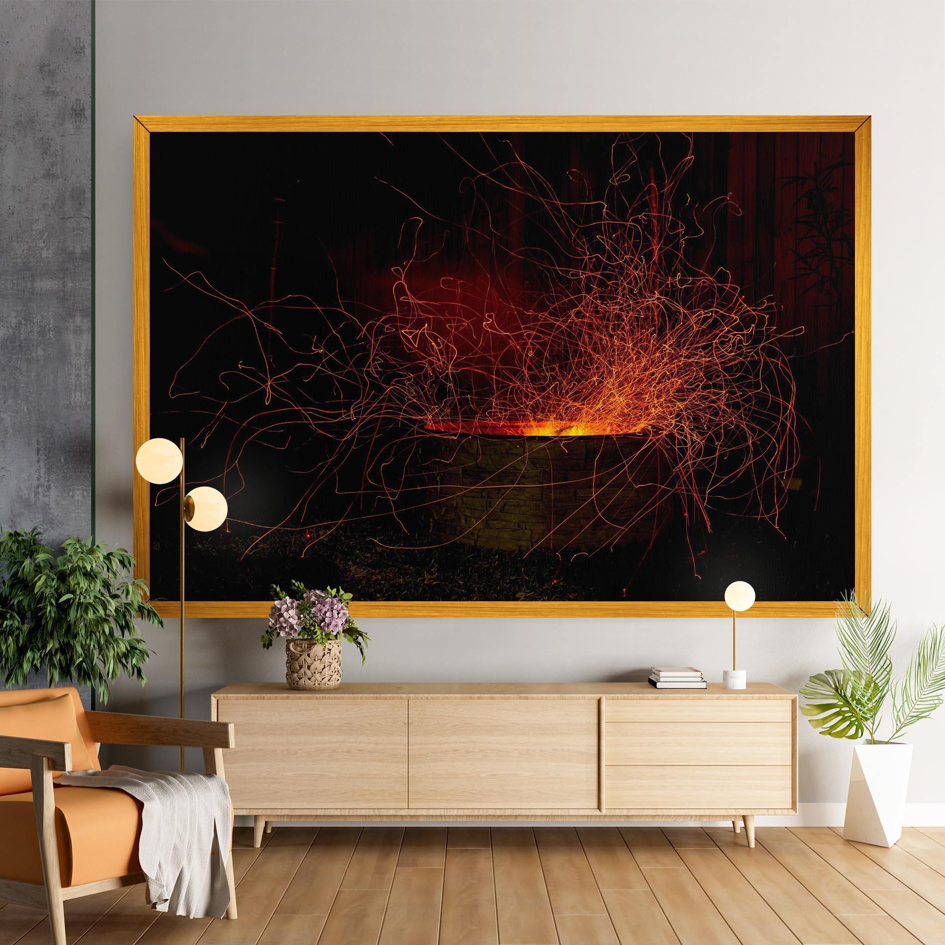 Tablou Canvas Fire Drawing Effect mockup 9