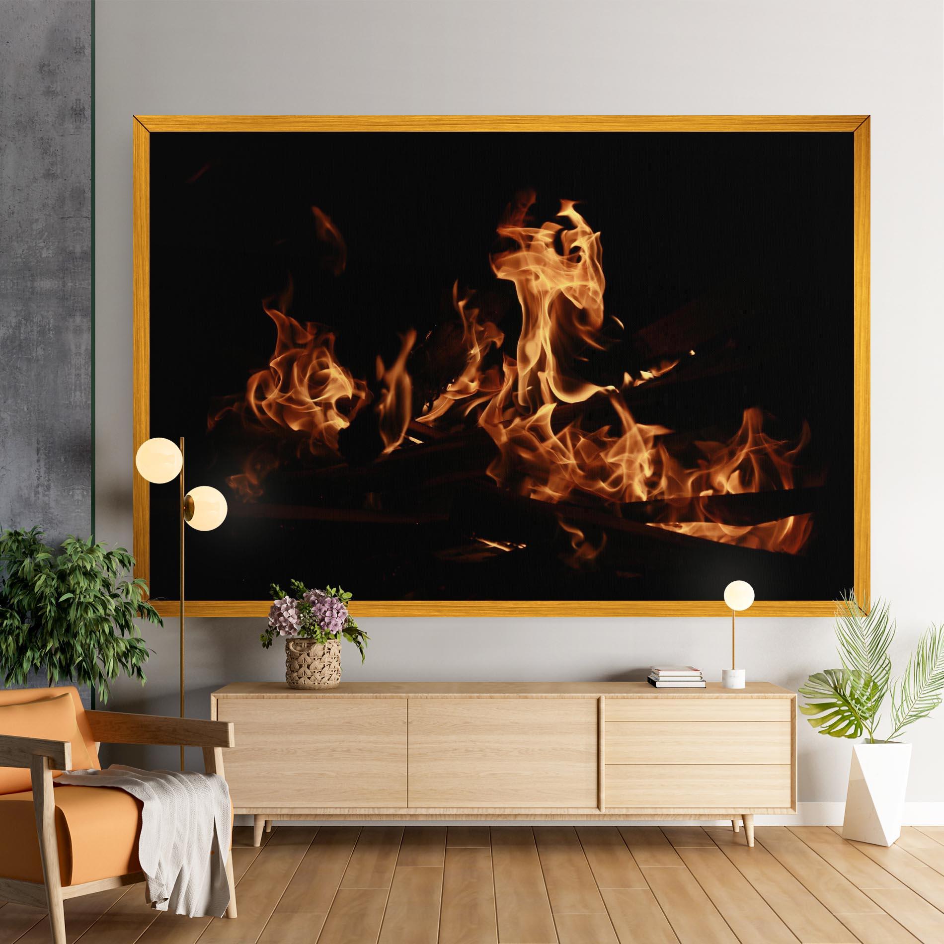 Tablou Canvas Fire On Black mockup 9