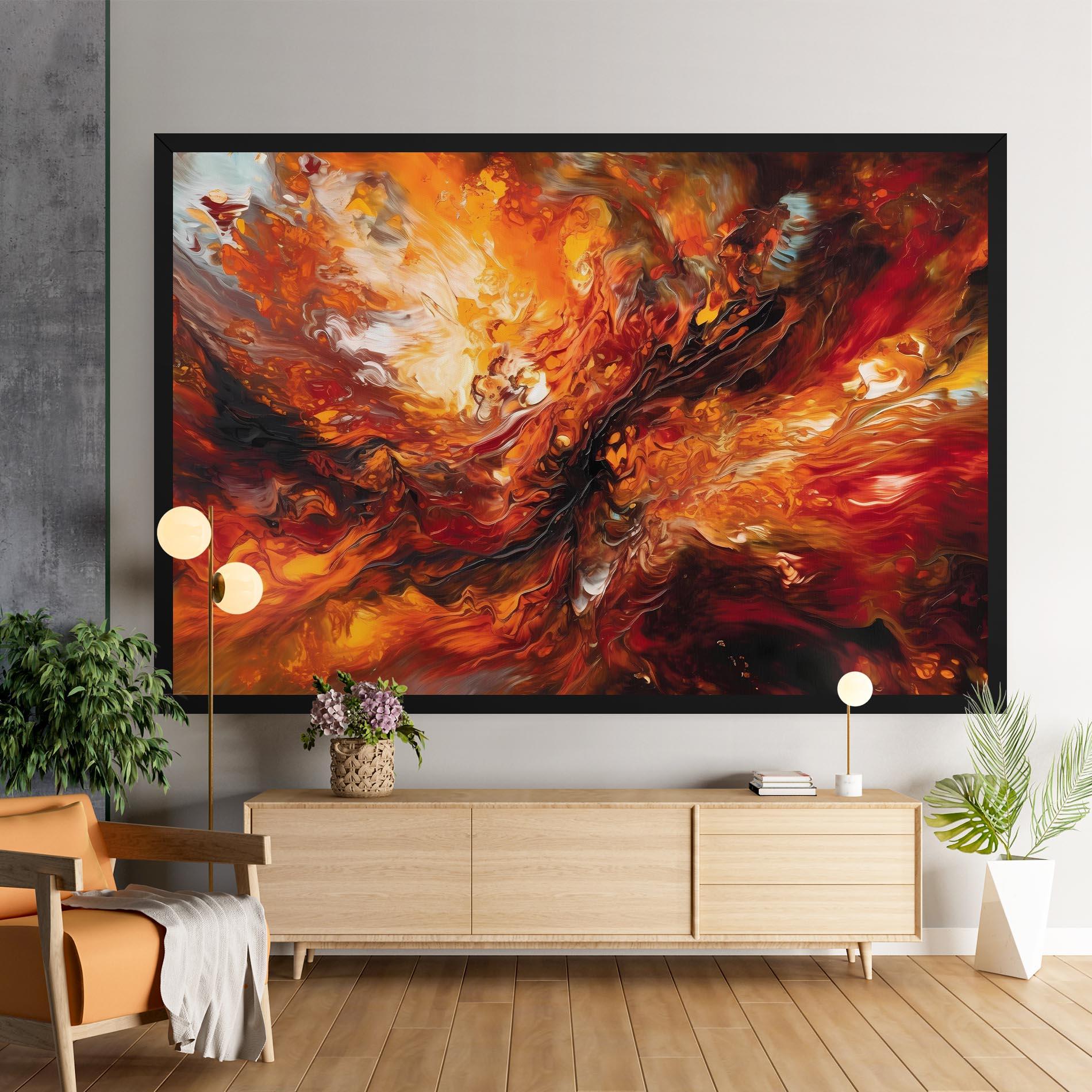Tablou Canvas Fiery Red Orange Art mockup 9