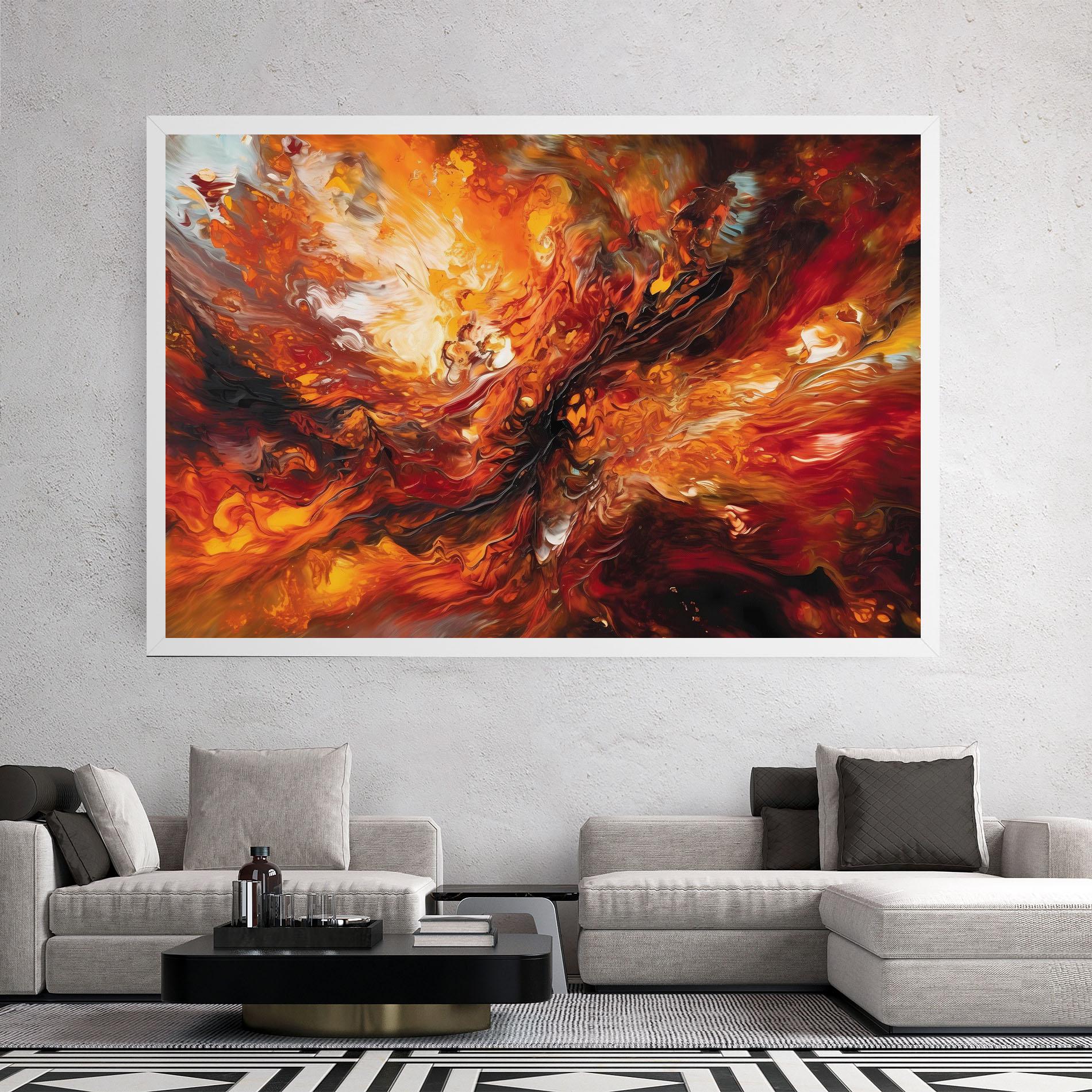 Tablou Canvas Fiery Red Orange Art mockup 2