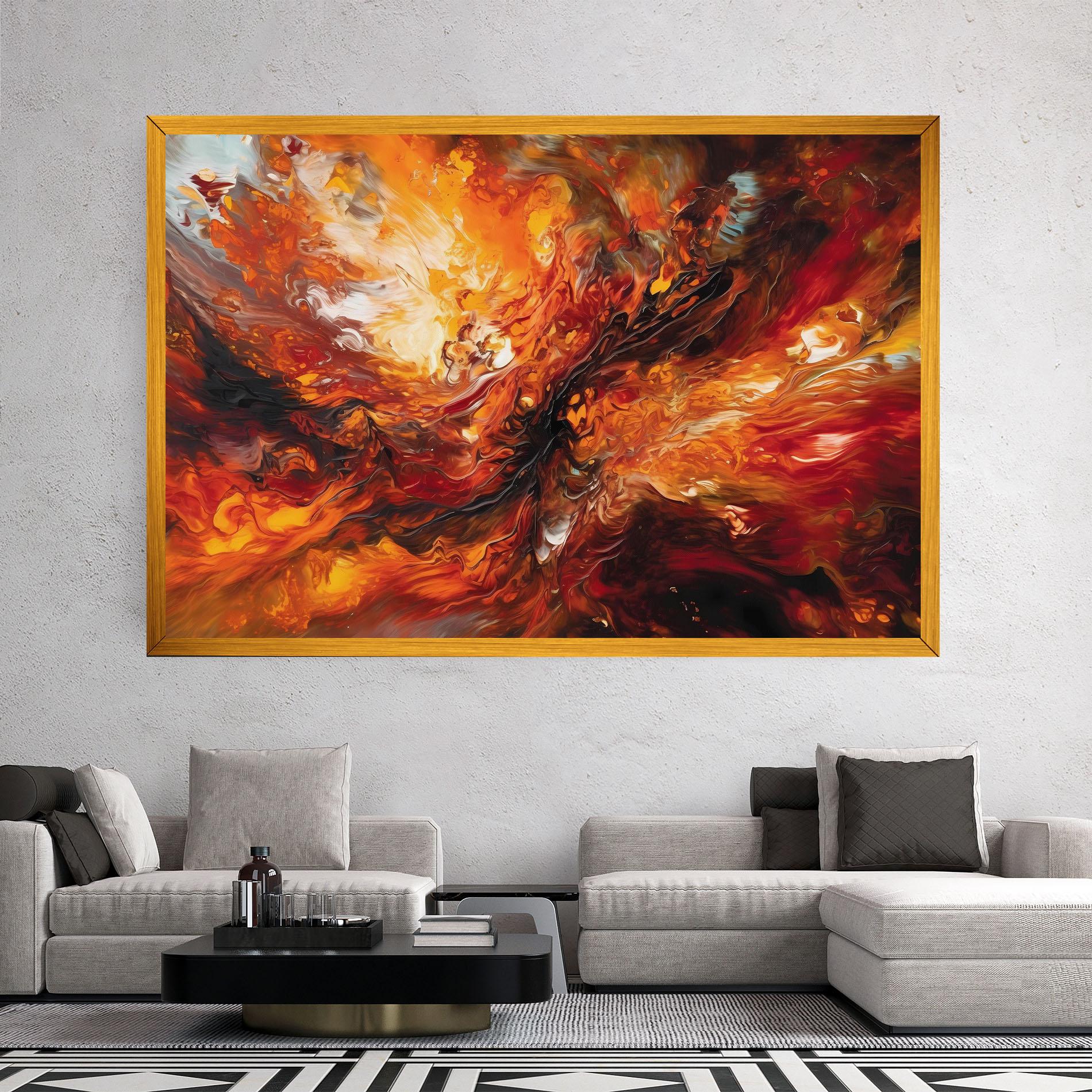Tablou Canvas Fiery Red Orange Art mockup 2