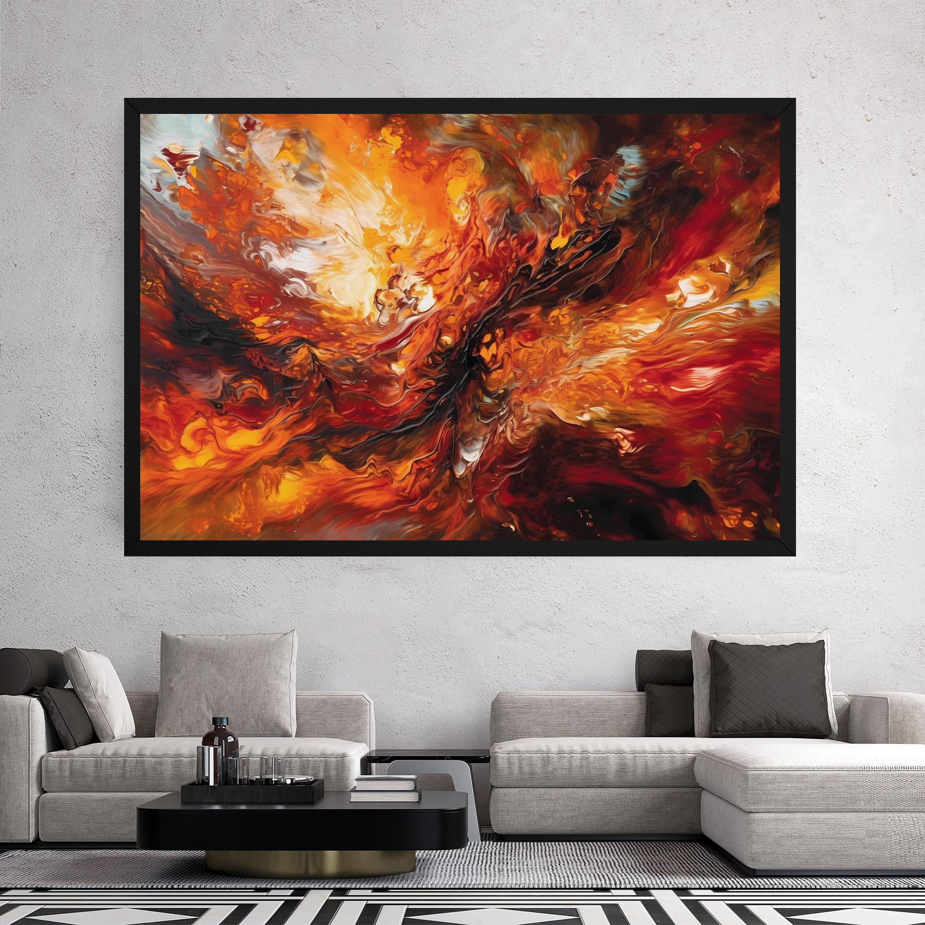 Tablou Canvas Fiery Red Orange Art mockup 2