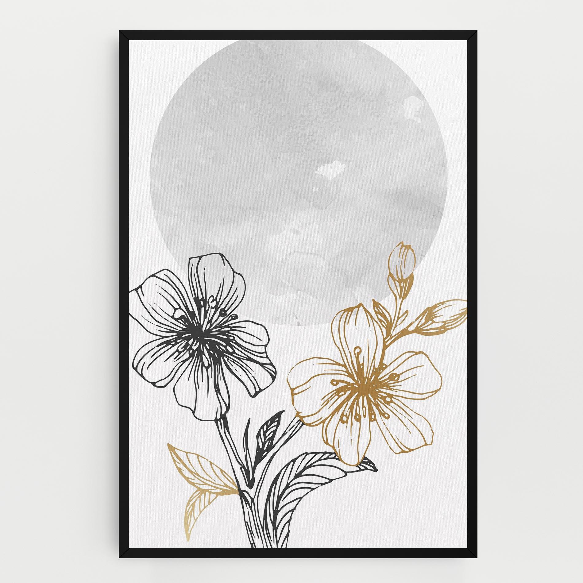 Tablou Canvas Grey Moon Flowers mockup 0