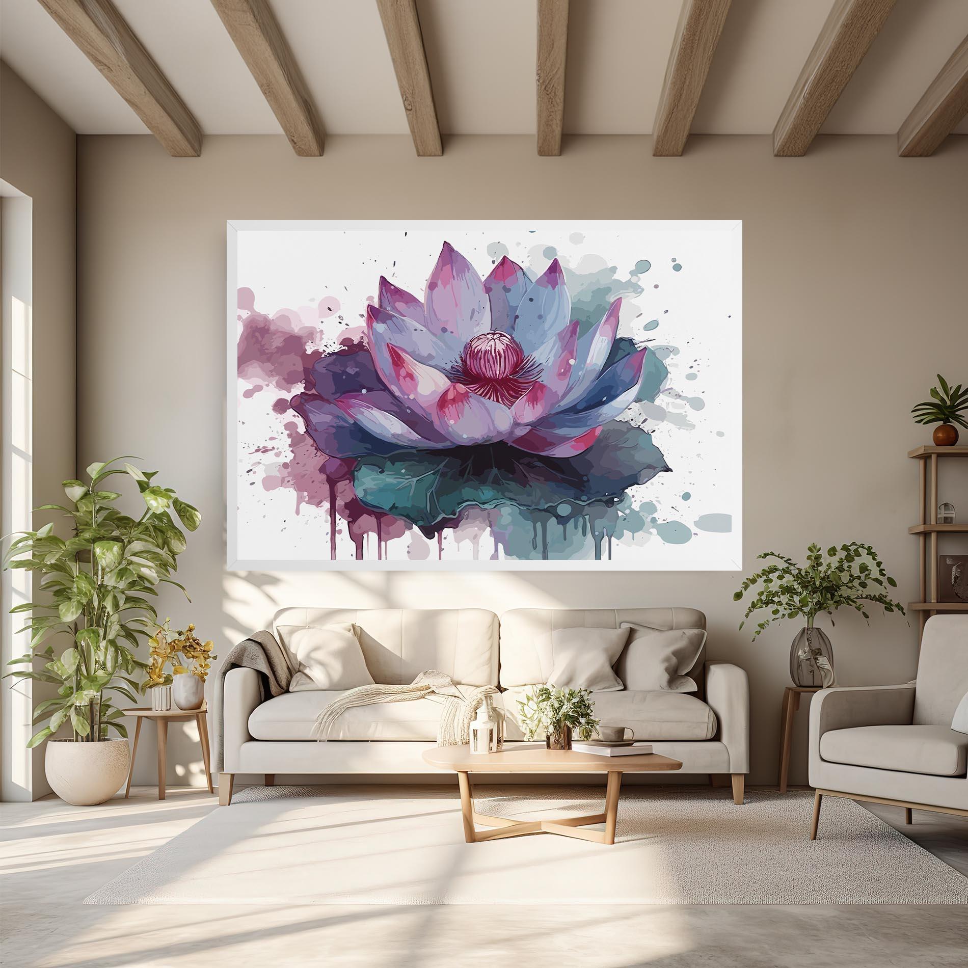 Tablou Canvas Green Purple Lotus mockup 6