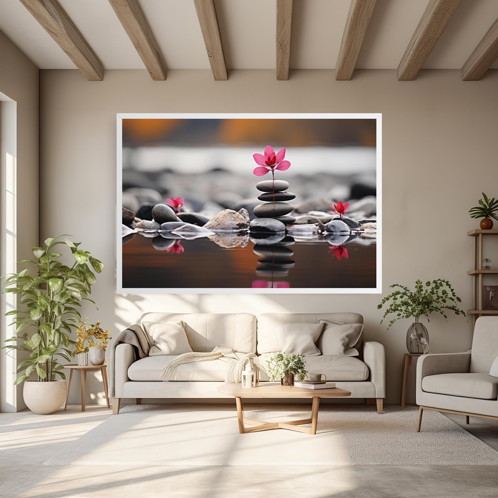 Tablou Canvas Grey Rocks Flower mockup 6