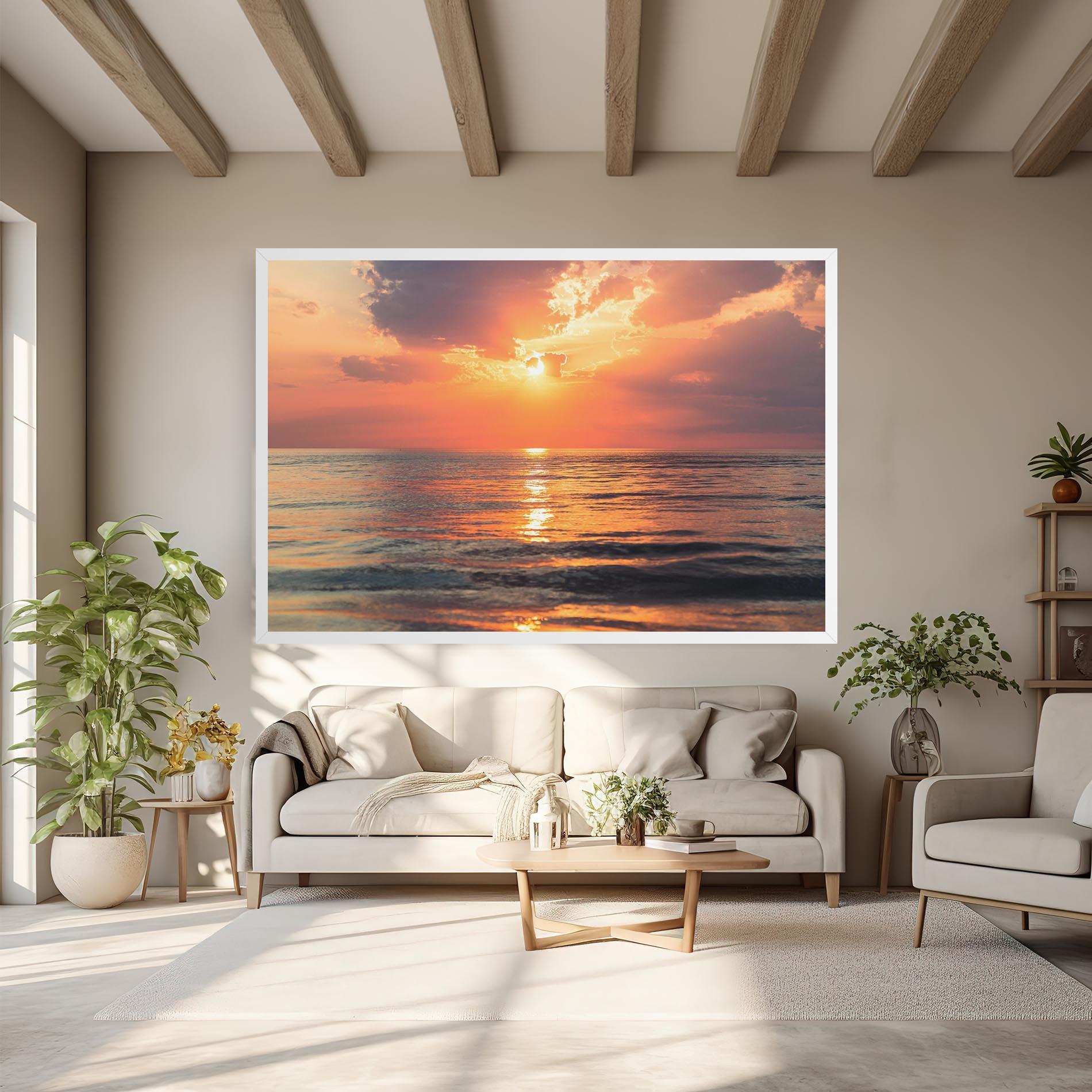 Tablou Canvas Orange Sunrise Cloud mockup 6