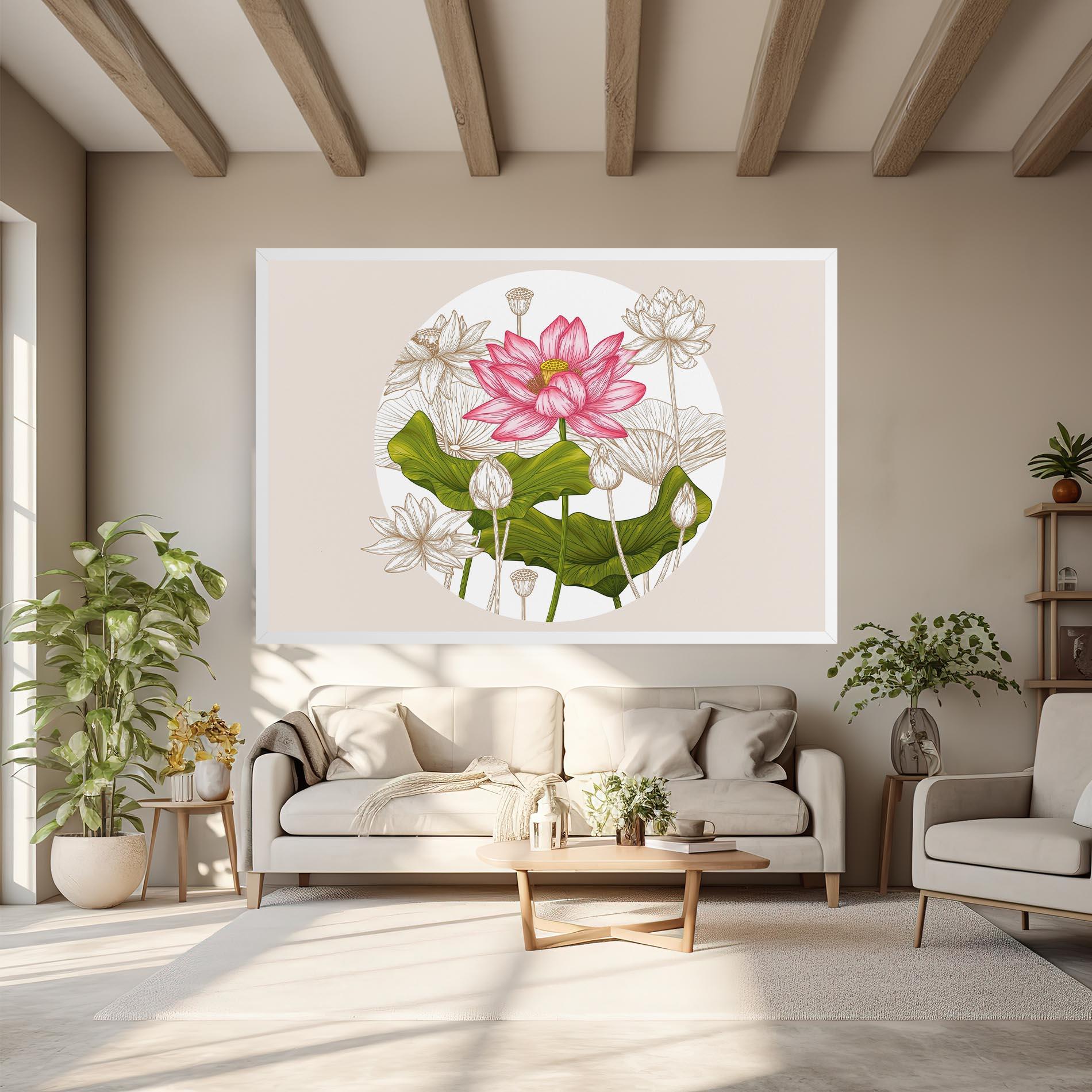 Tablou Canvas Pretty Lotus Art mockup 6