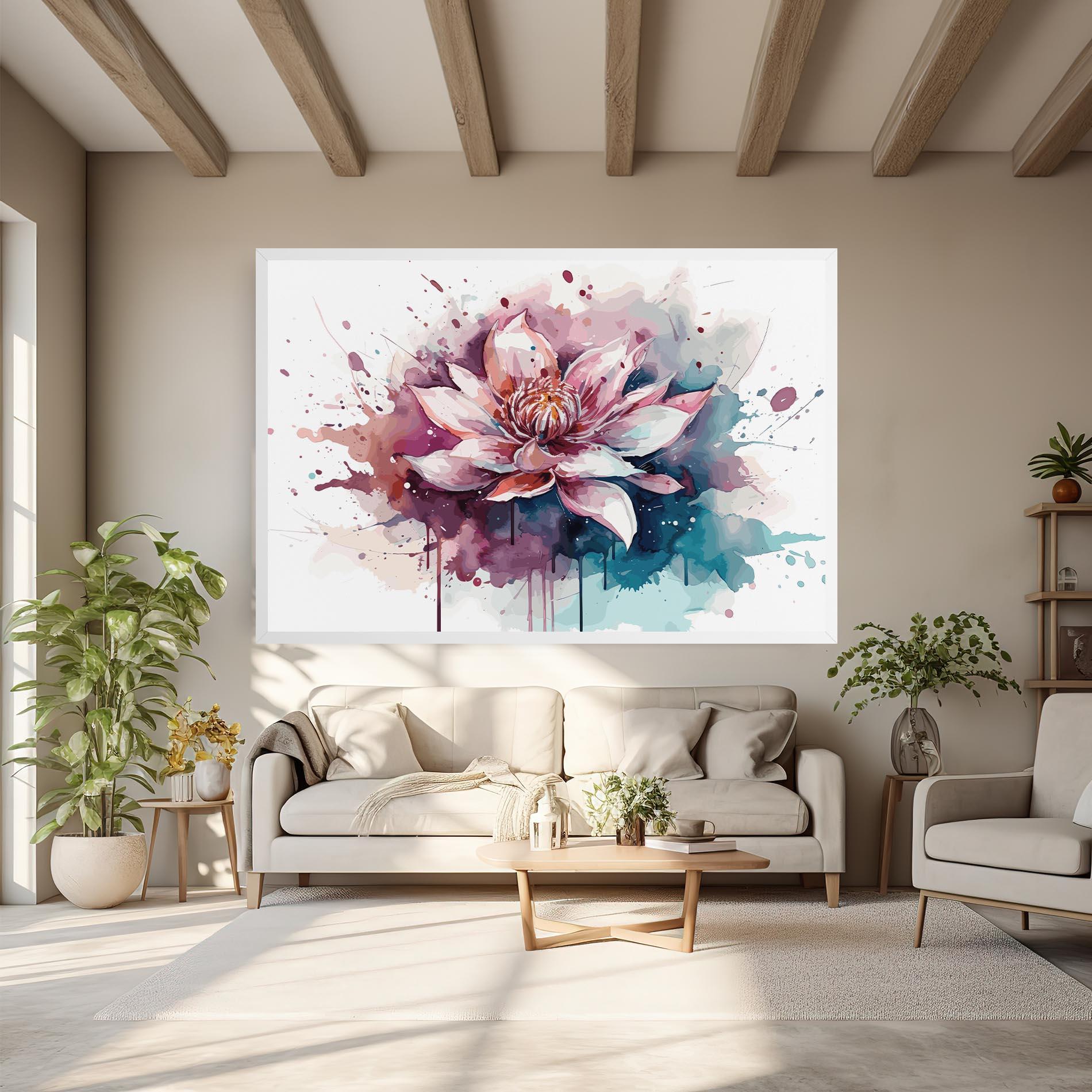 Tablou Canvas Pretty Pink Lotus Art mockup 6