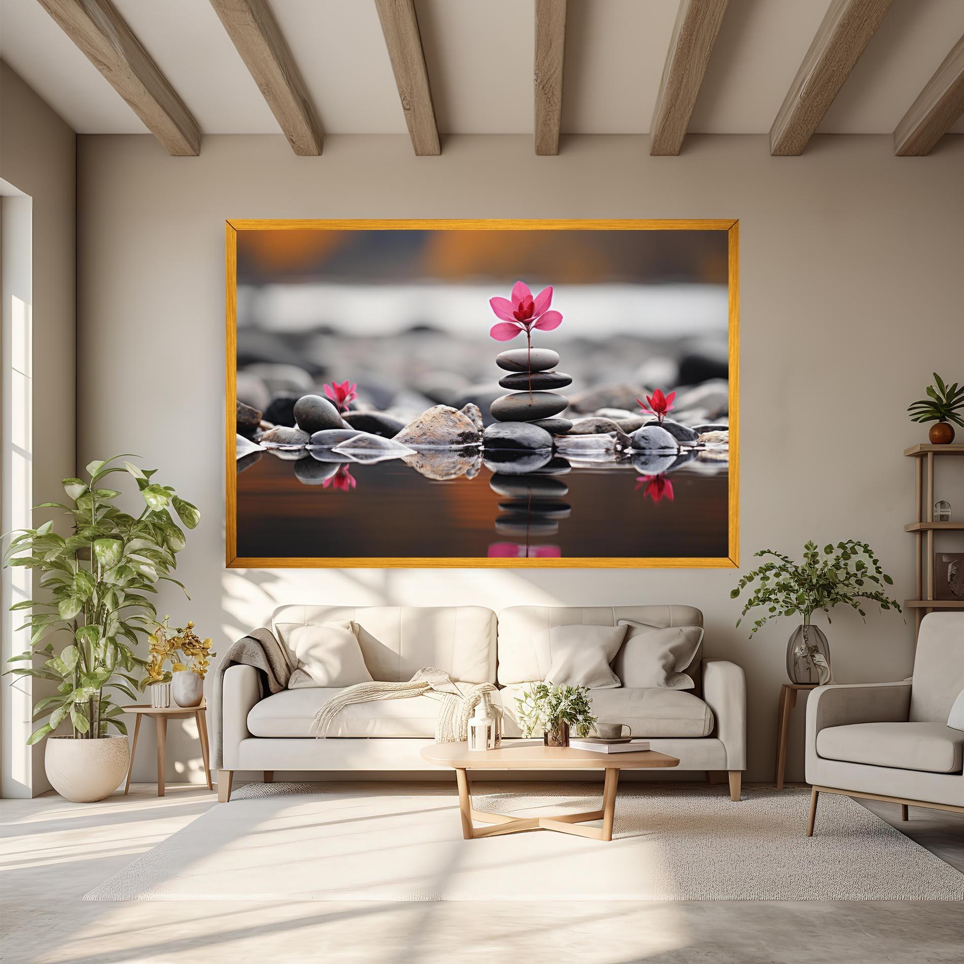 Tablou Canvas Grey Rocks Flower mockup 6