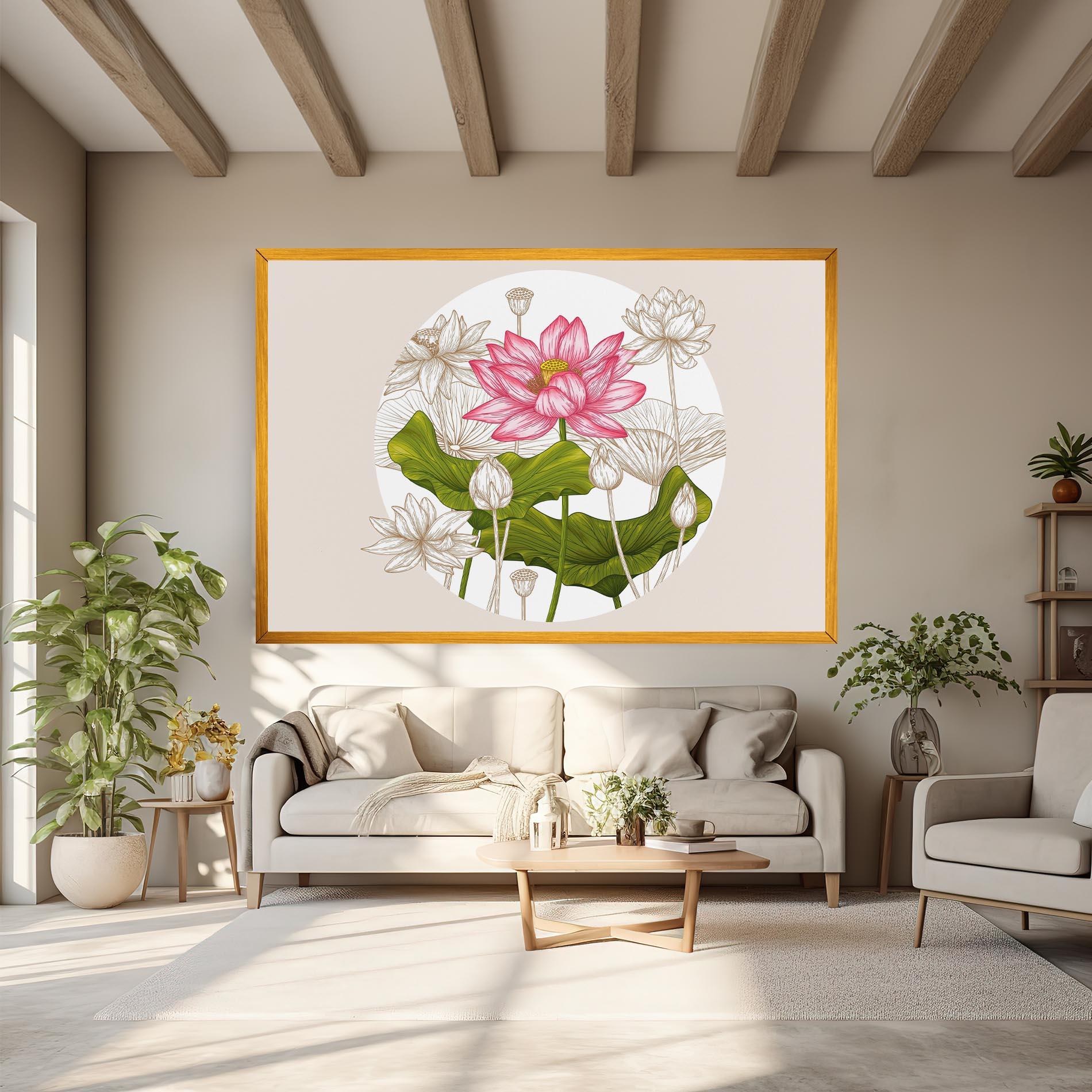 Tablou Canvas Pretty Lotus Art mockup 6