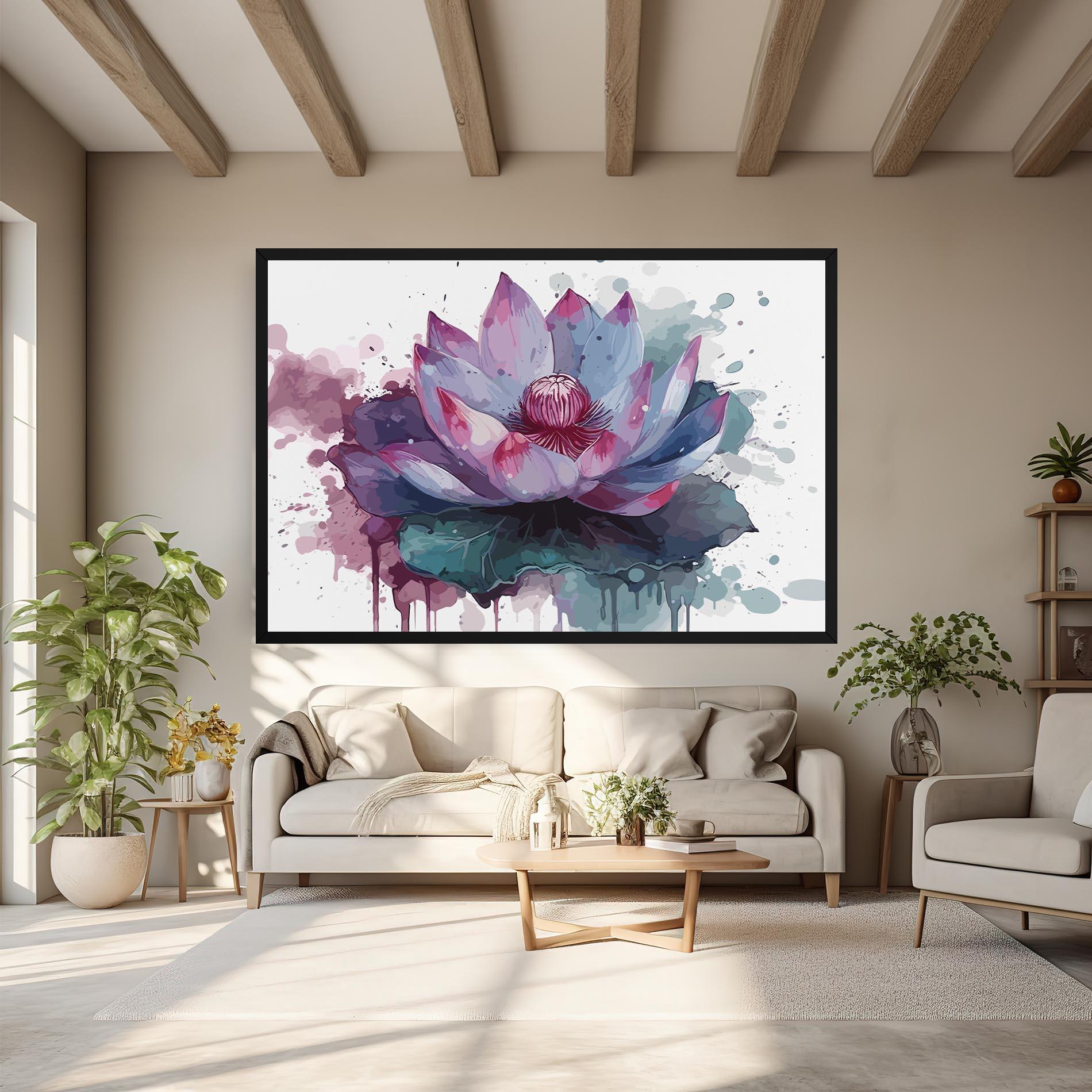 Tablou Canvas Green Purple Lotus mockup 6