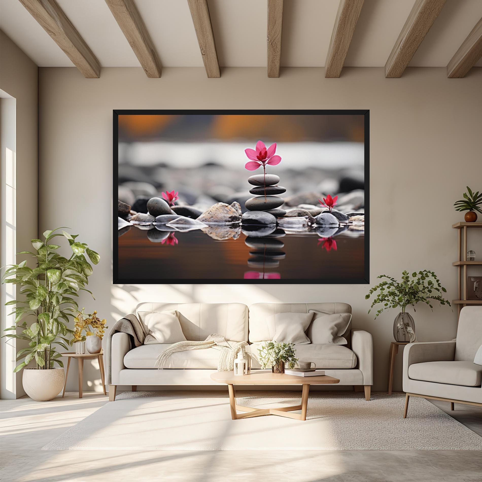 Tablou Canvas Grey Rocks Flower mockup 6