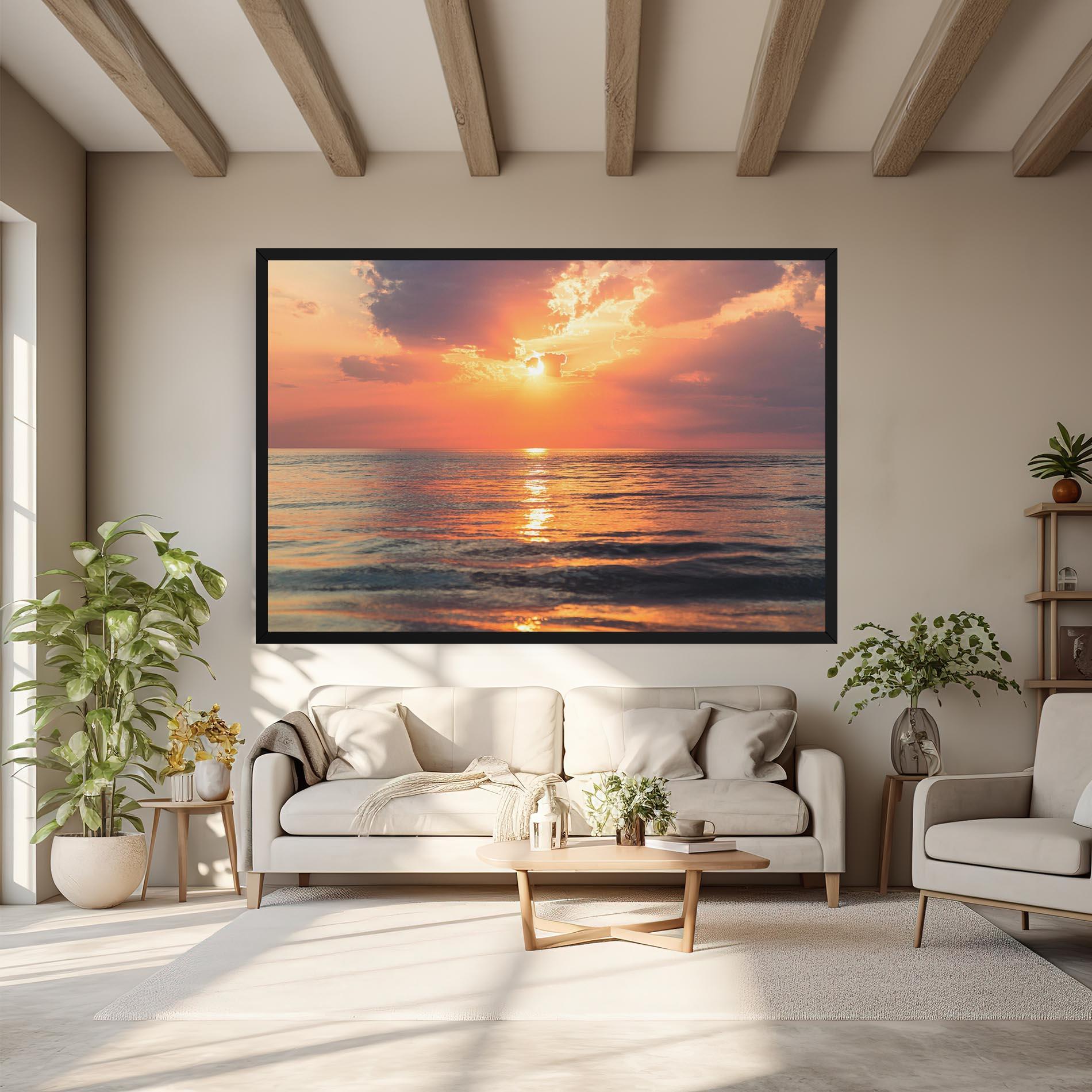 Tablou Canvas Orange Sunrise Cloud mockup 6
