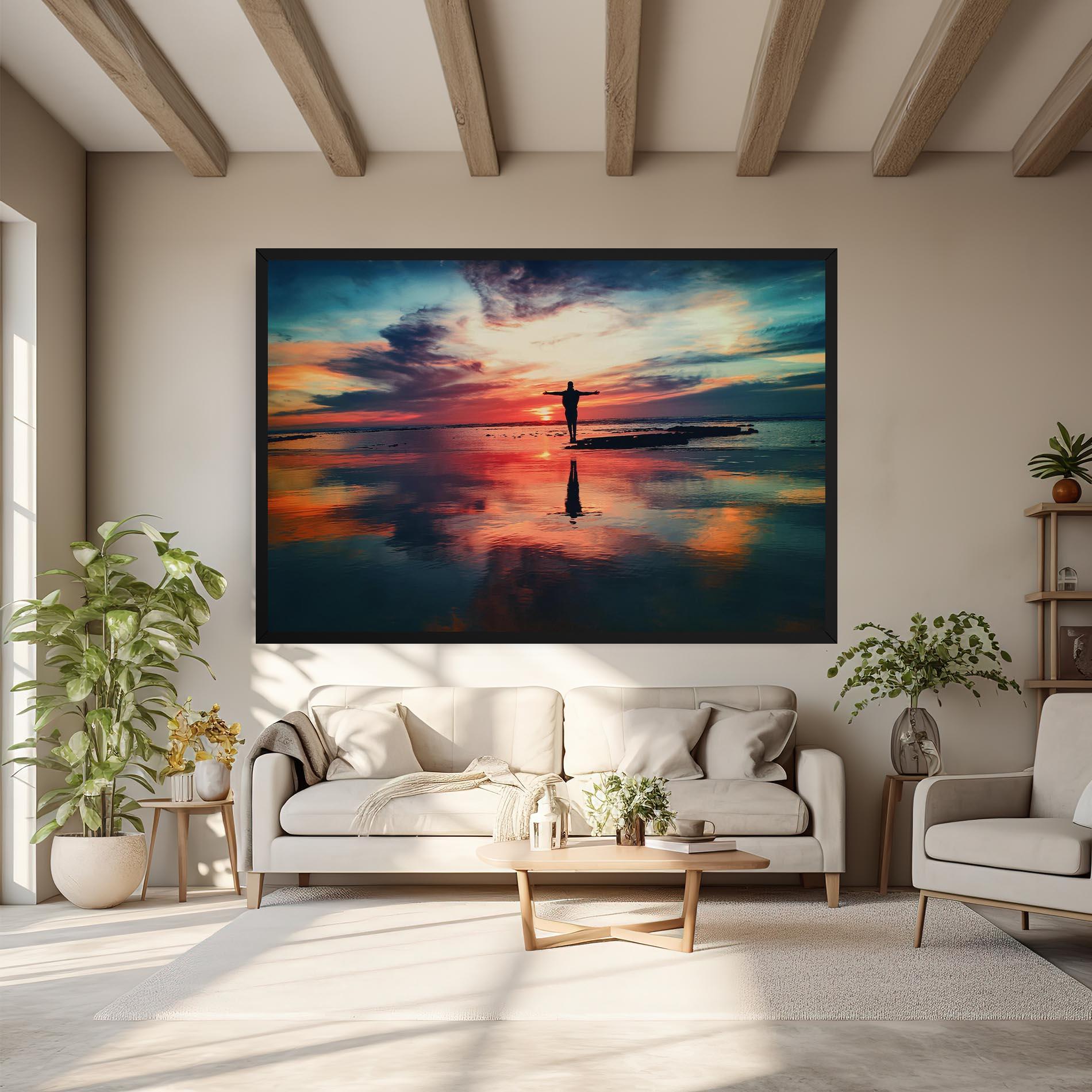 Tablou Canvas Pink Purple Sky Man mockup 6