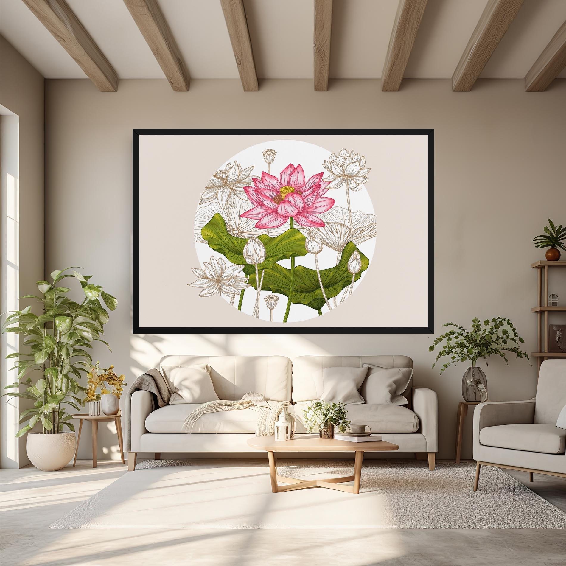 Tablou Canvas Pretty Lotus Art mockup 6