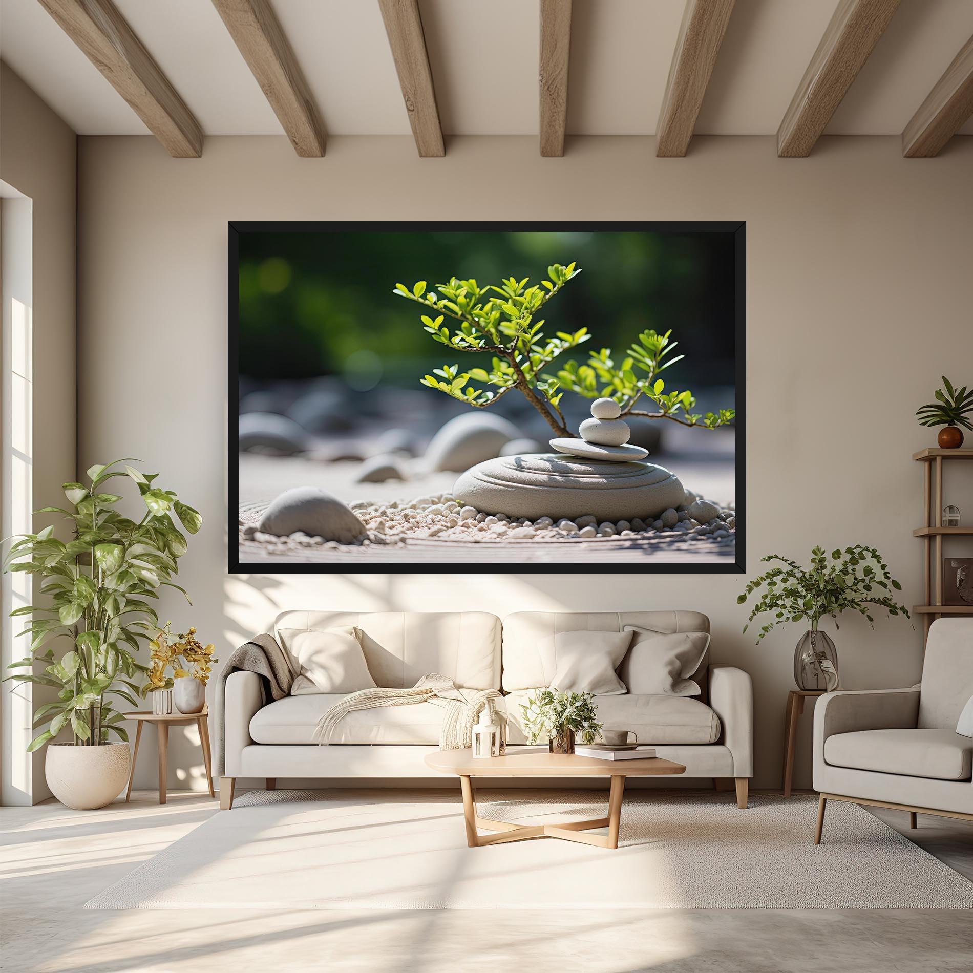 Tablou Canvas White Pebbles Plants mockup 6